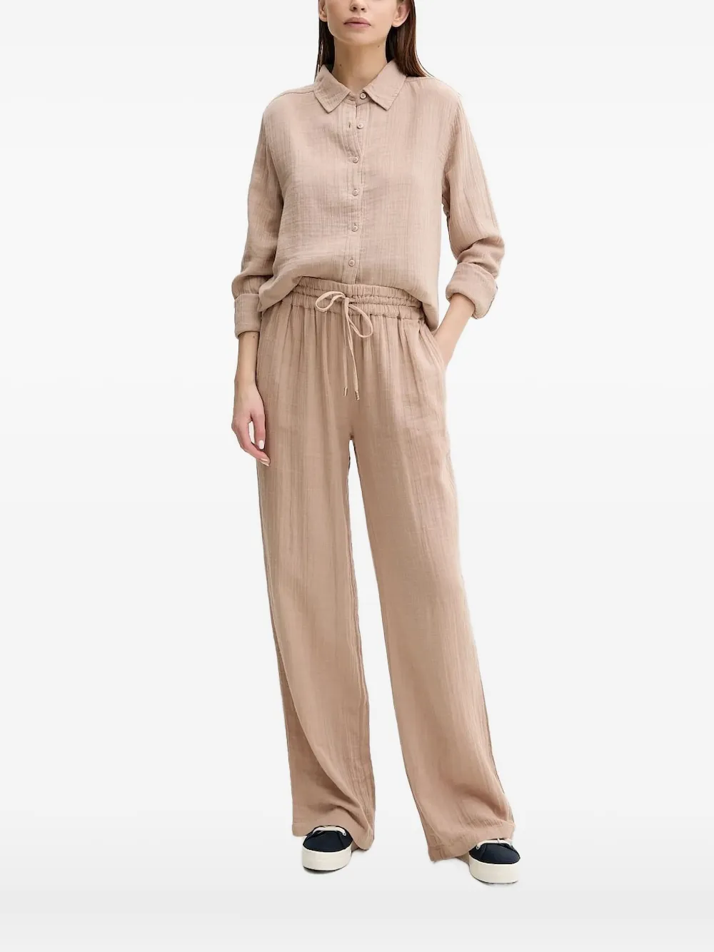Melissa Odabash Button-down Point-collar Shirt In Neutral