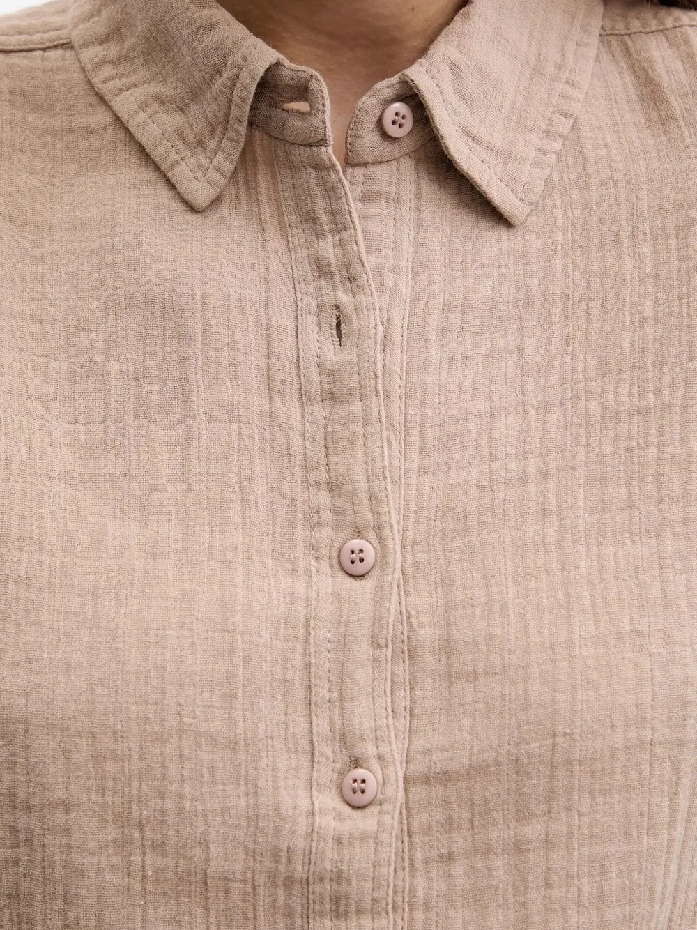Melissa Odabash Button-down Point-collar Shirt In Neutral