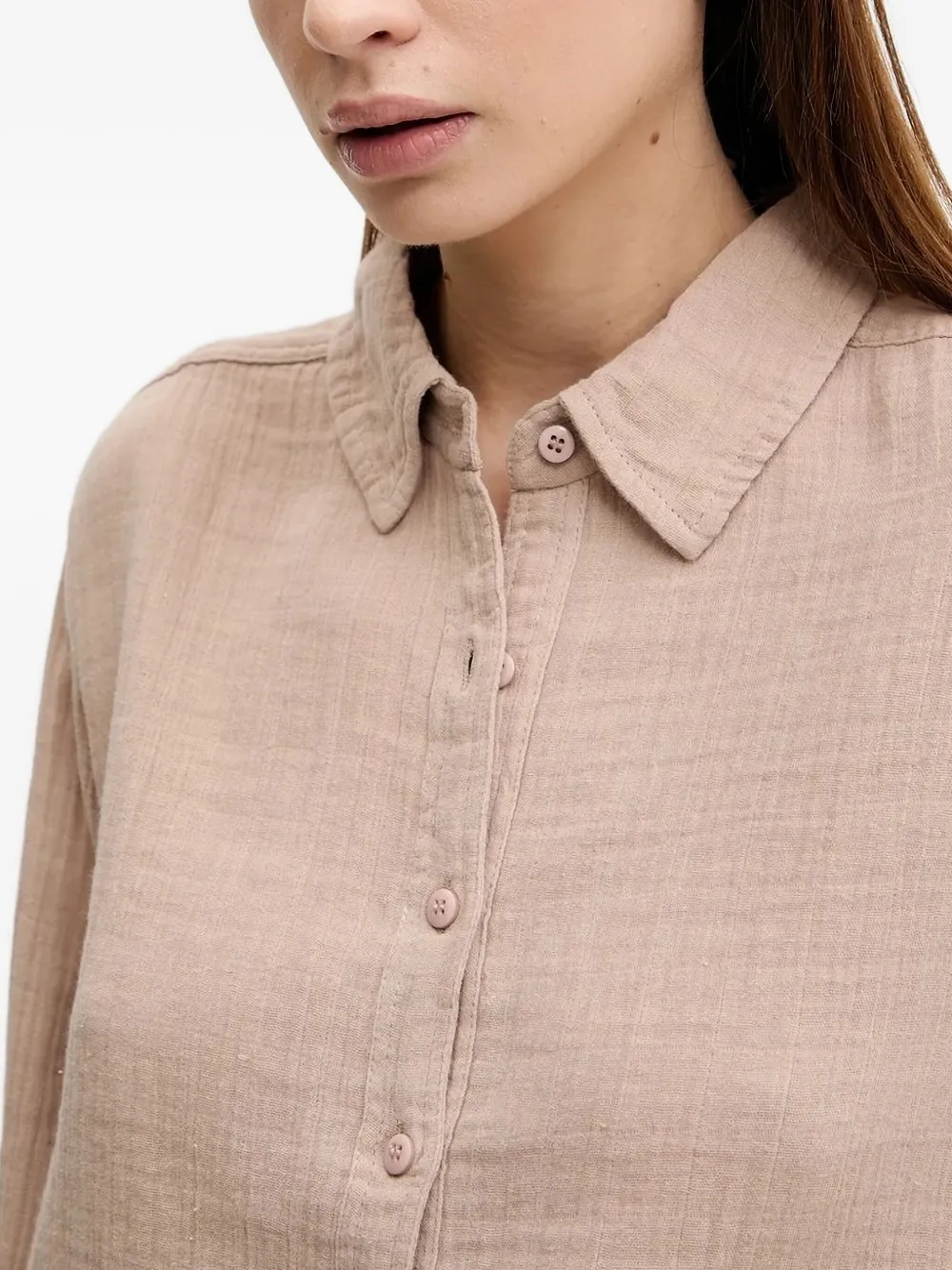 Melissa Odabash Button-down Point-collar Shirt In Neutral