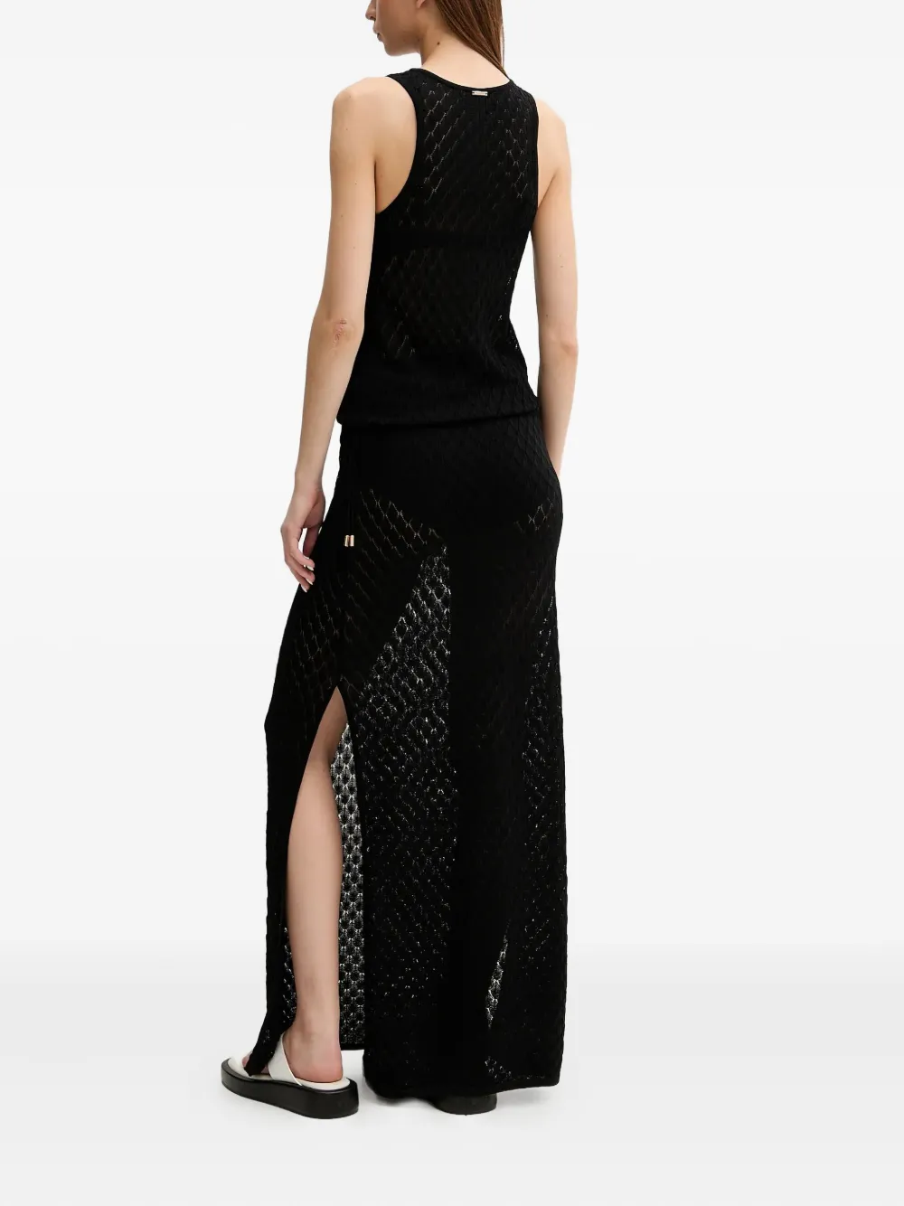 Melissa Odabash Open-knit Side-split Maxi Dress In Black