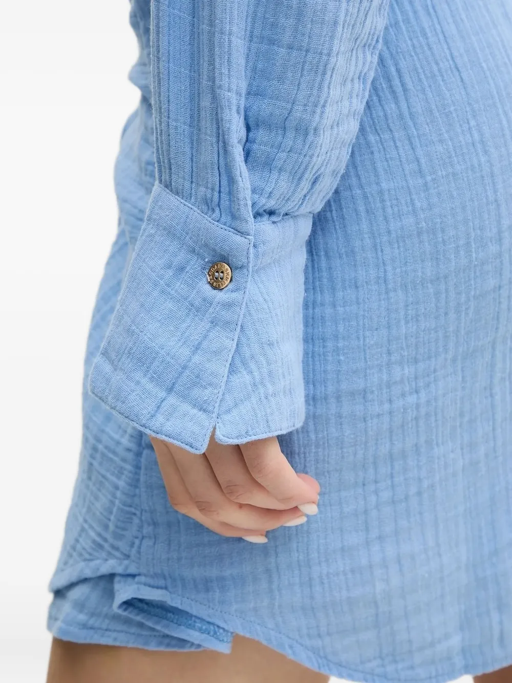 Melissa Odabash Sara Gauze Wrap Mini Shirtdress In Blue