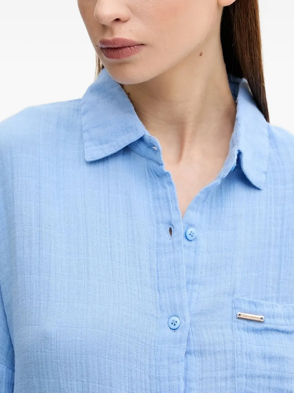 Melissa Odabash Sara Gauze Wrap Mini Shirtdress In Blue
