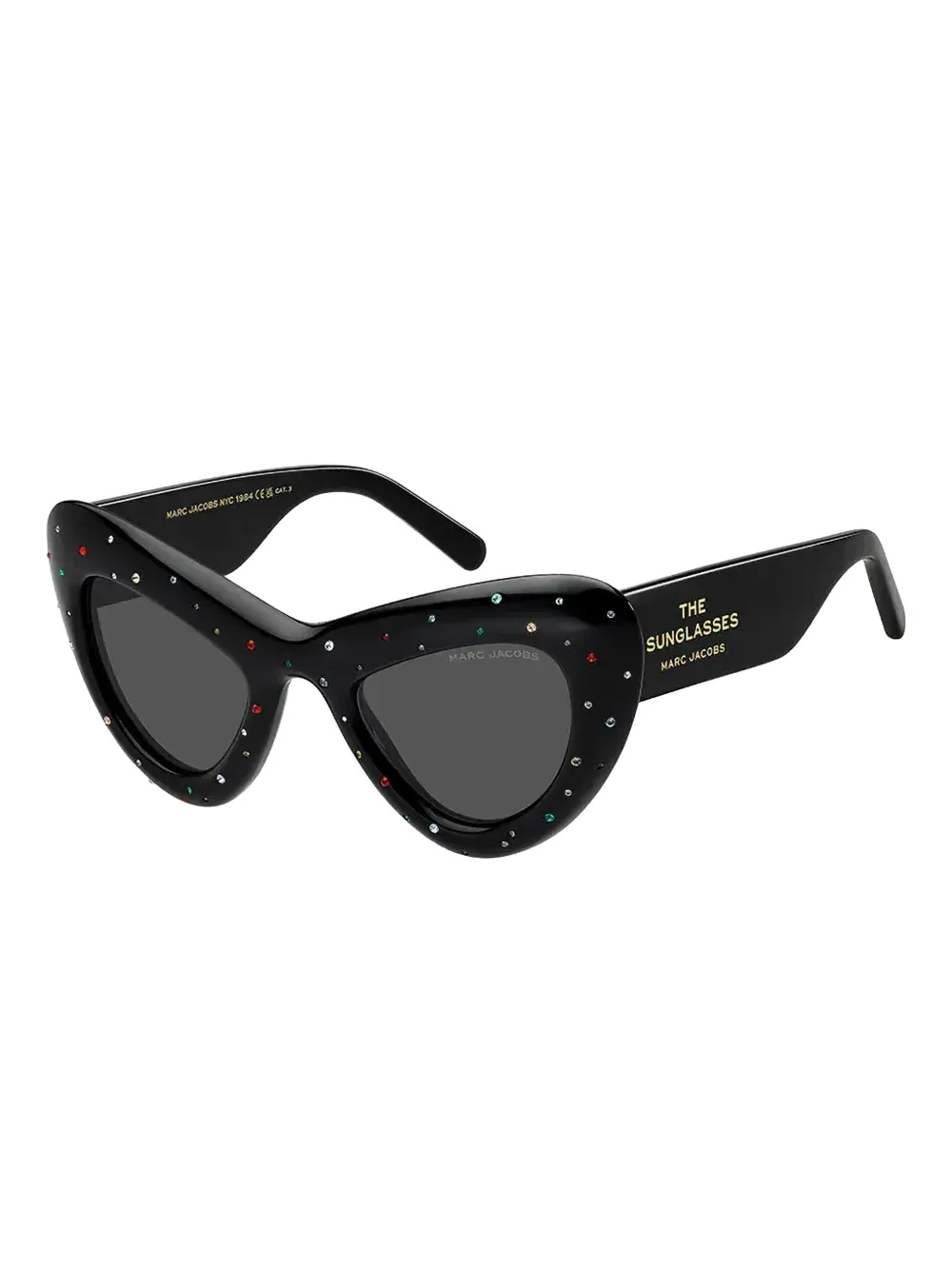 Marc Jacobs 798 Crystal-embellished Cat-eye Sunglasses In Black
