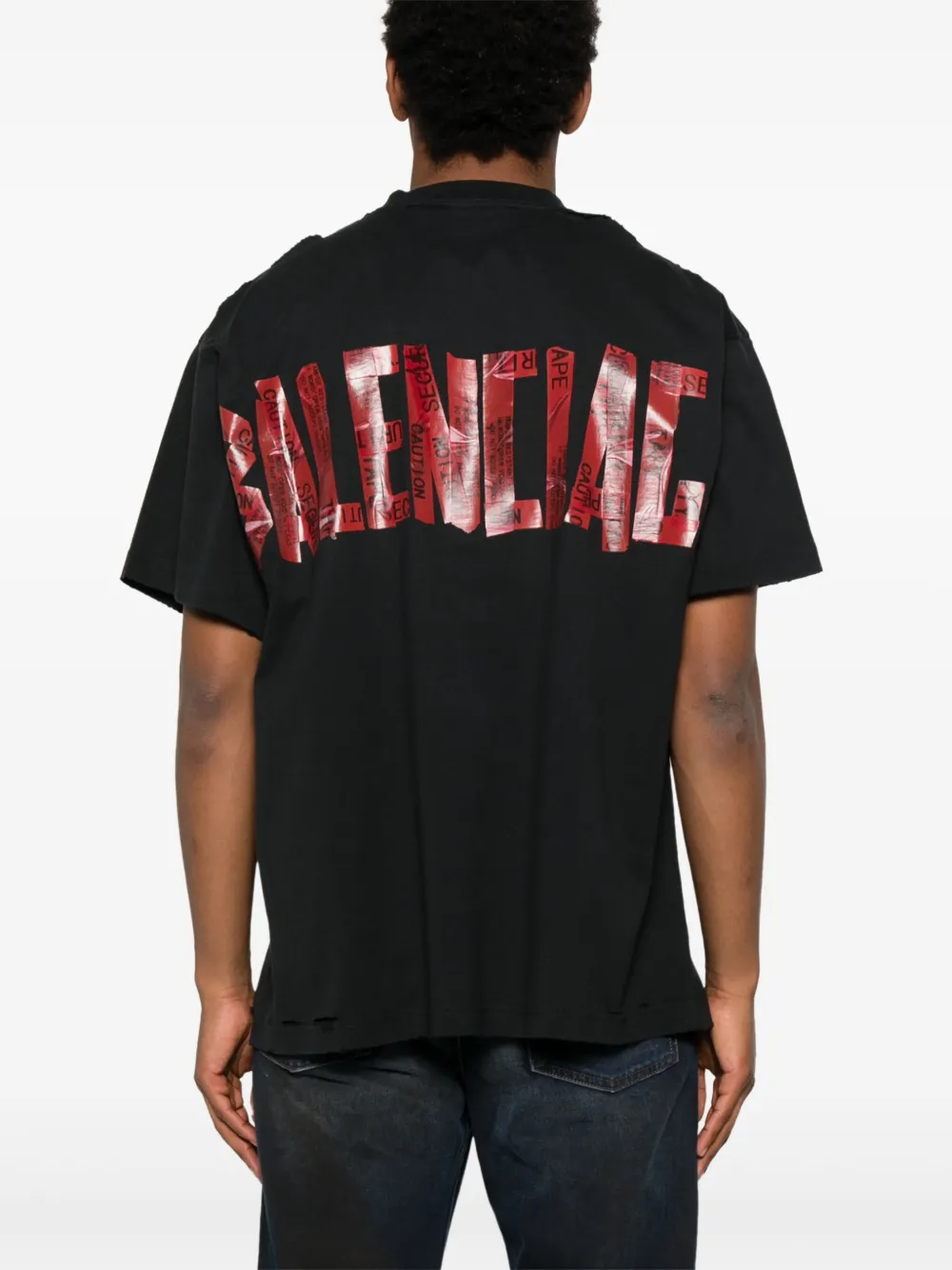 Balenciaga Security Tape T-shirt met logo Zwart