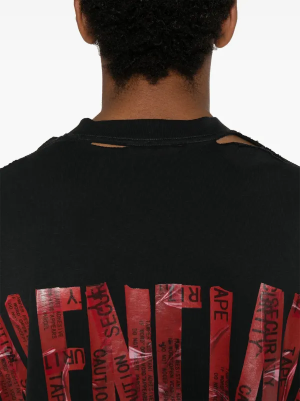 【送料&関税込】Balenciaga security Tape T-shirt Balenciaga Security Tape Logo T-shirt | Black | FARFETCH