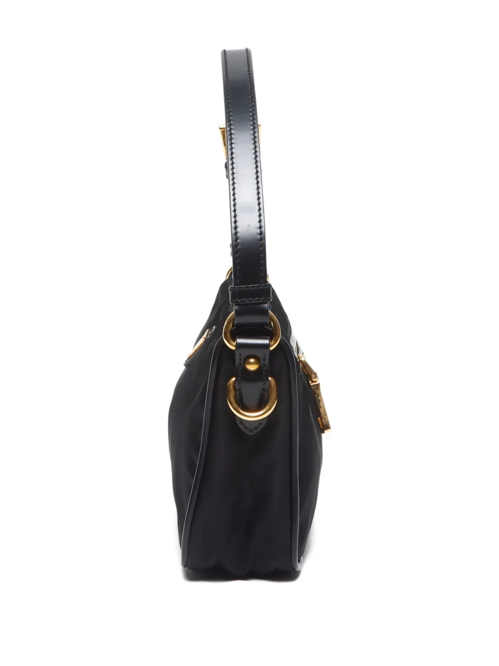 Pre-owned Prada 2000-2020 Mini Triangle-logo Tote Bag In Black