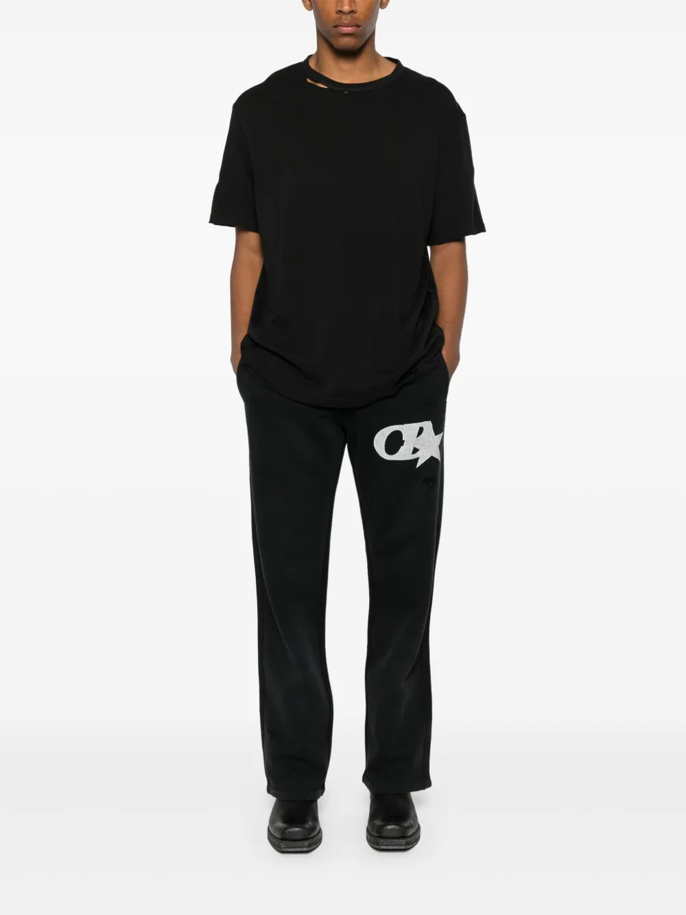 COLE BUXTON ripped T-shirt - Zwart