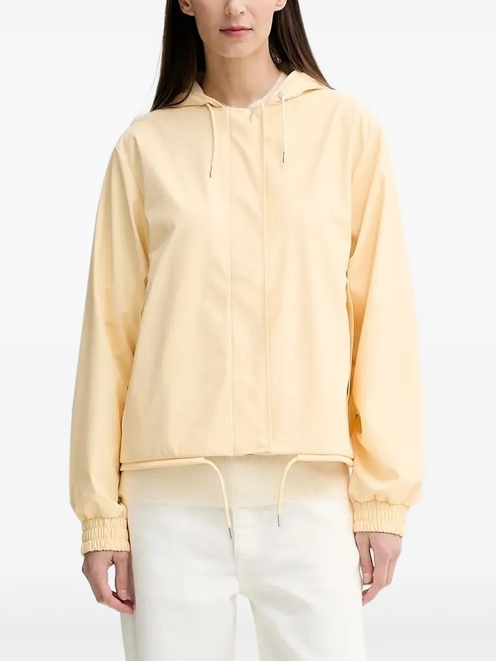 Rains Hooded Drawstring Jacket In Yellow