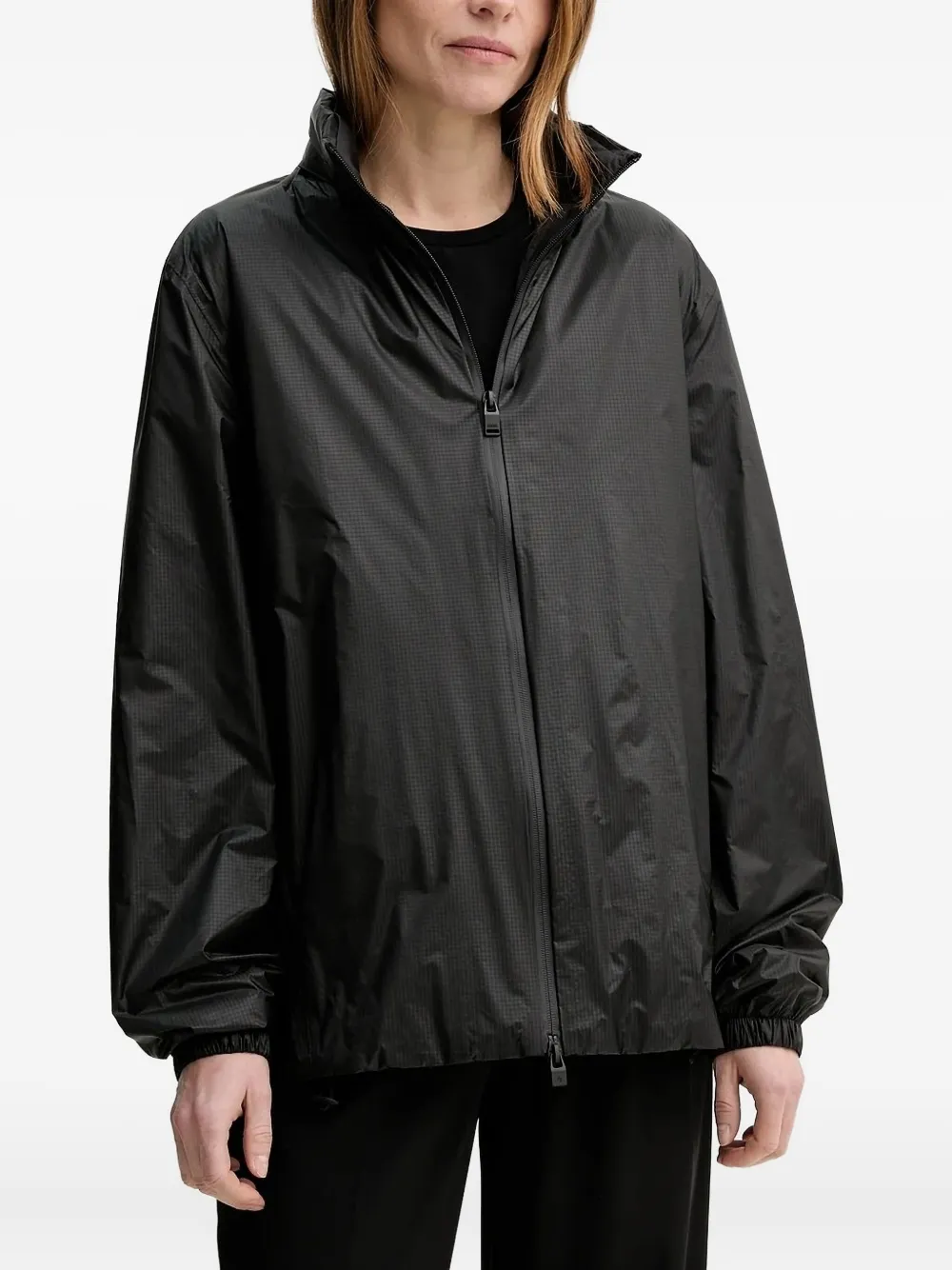 Rains Zip-front Stand-collar Lightweight Jacket In Black