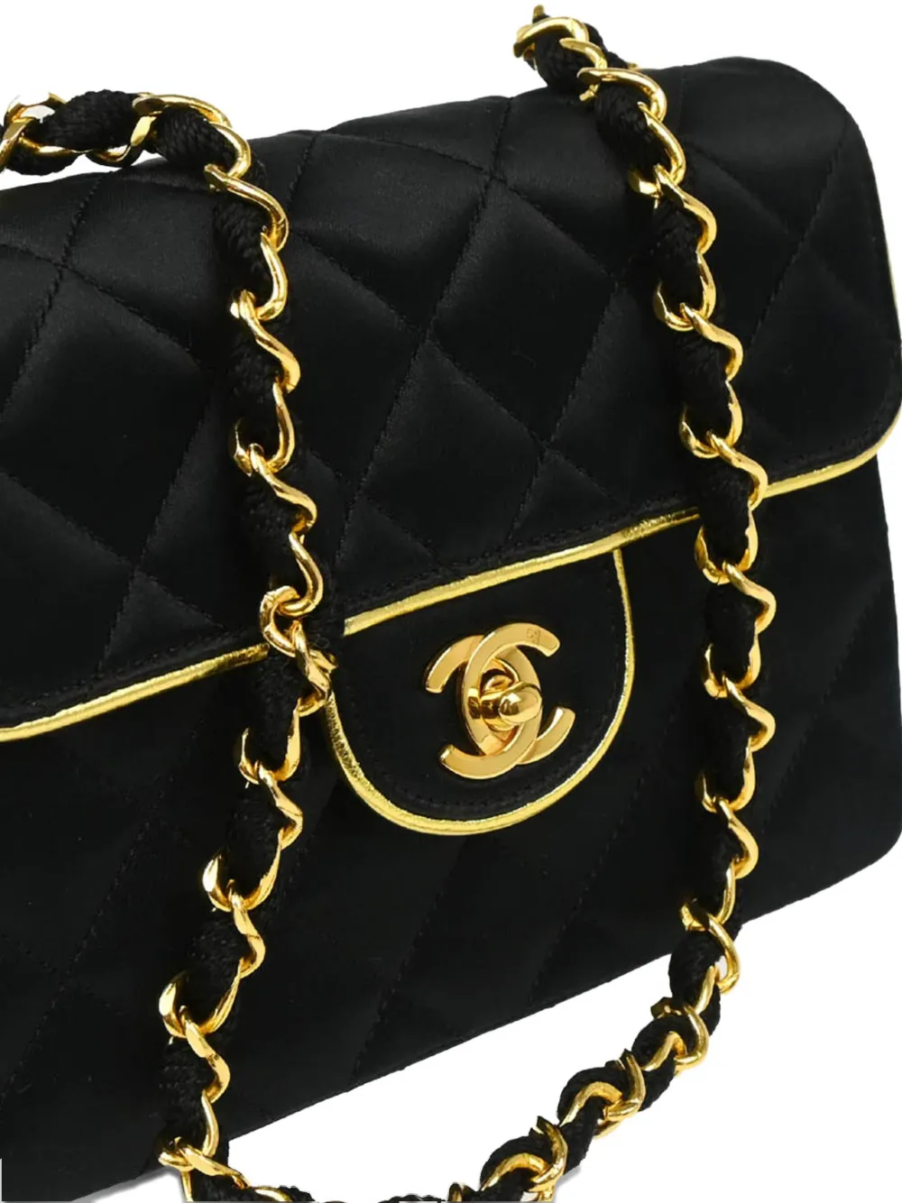 Pre-owned Chanel 1990 Mini Classic Square Flap Shoulder Bag In Black