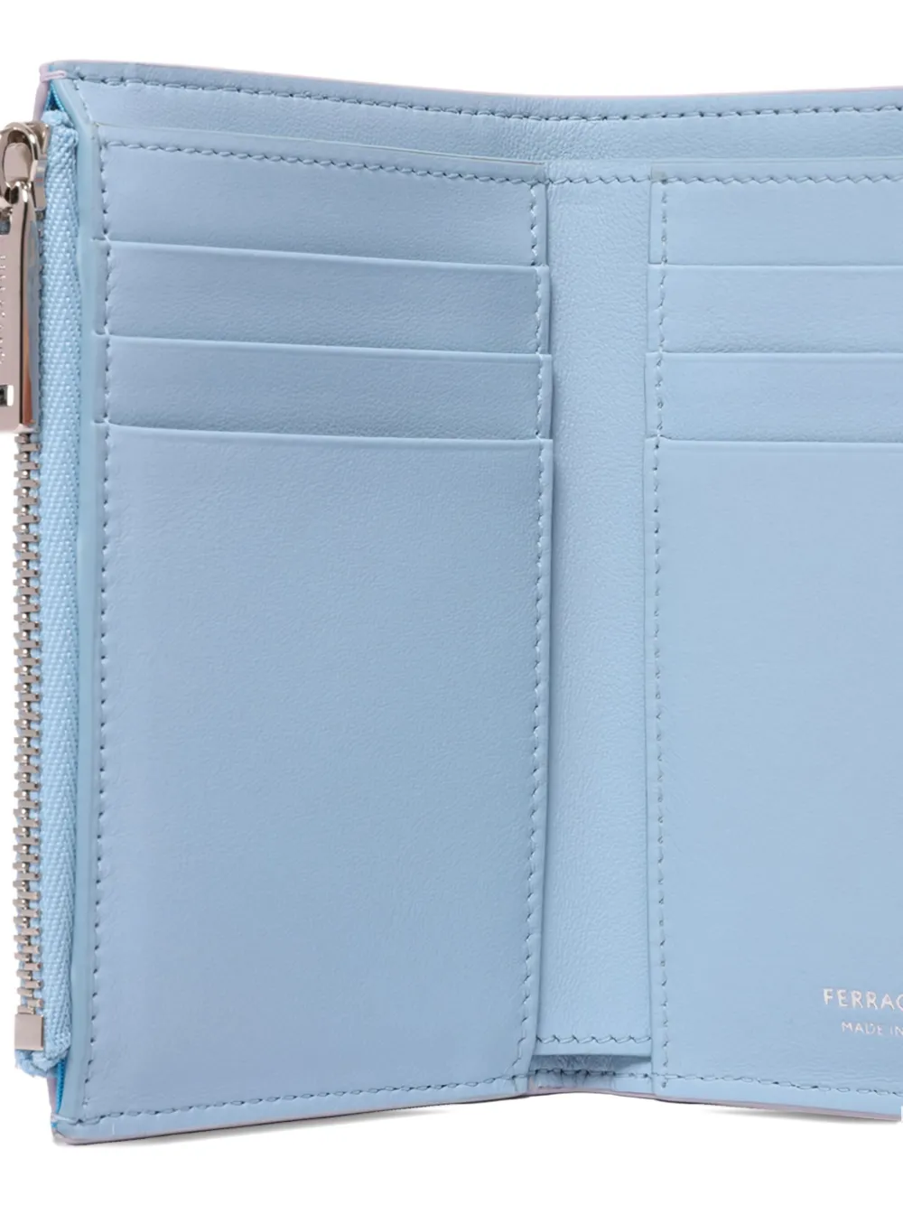 Ferragamo lilac leather tri-fold wallet Roze