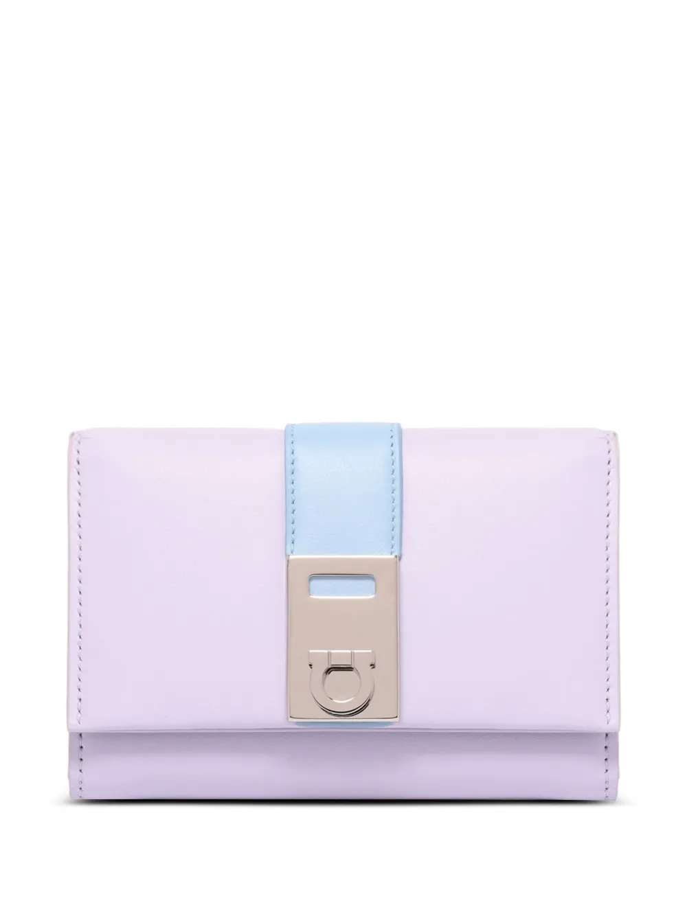 Ferragamo lilac leather tri-fold wallet Roze