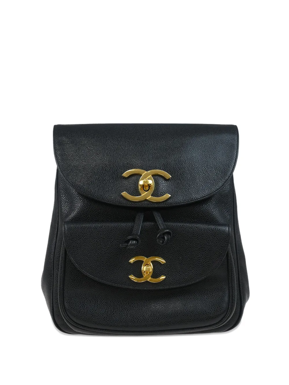 CHANEL Pre-Owned 2003 キャビアレザーバックパック - ブラック CHANEL Pre-Owned 2003 キャビアレザーバックパック - ブラック