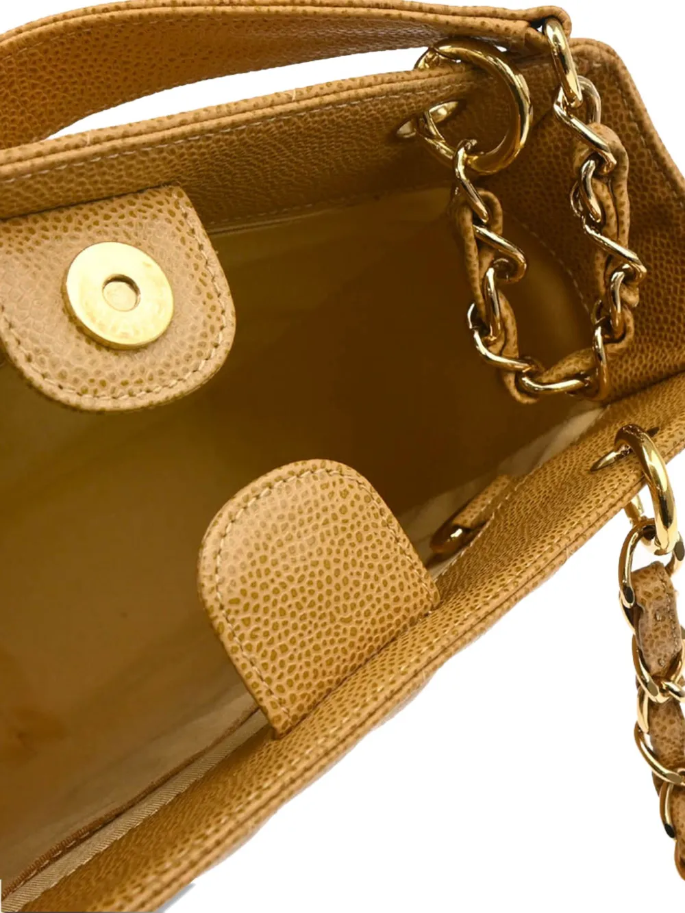 Pre-owned Chanel 2003 Petite Shopping Tote Bag In Yellow