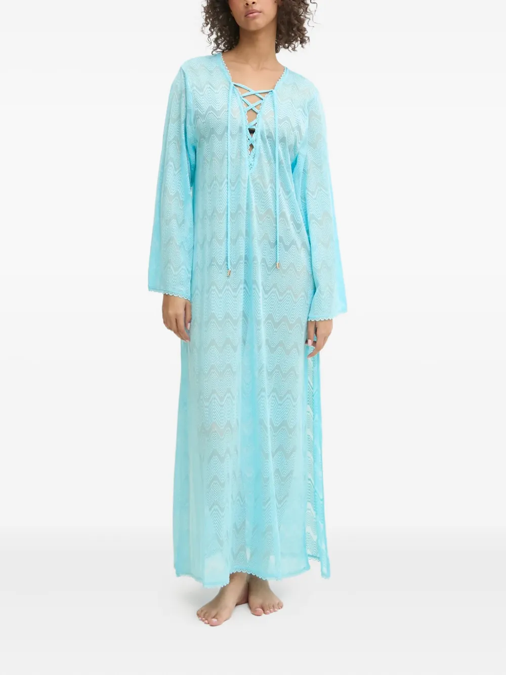 Melissa Odabash lace-up chevron beach dress | Blue | Image 1