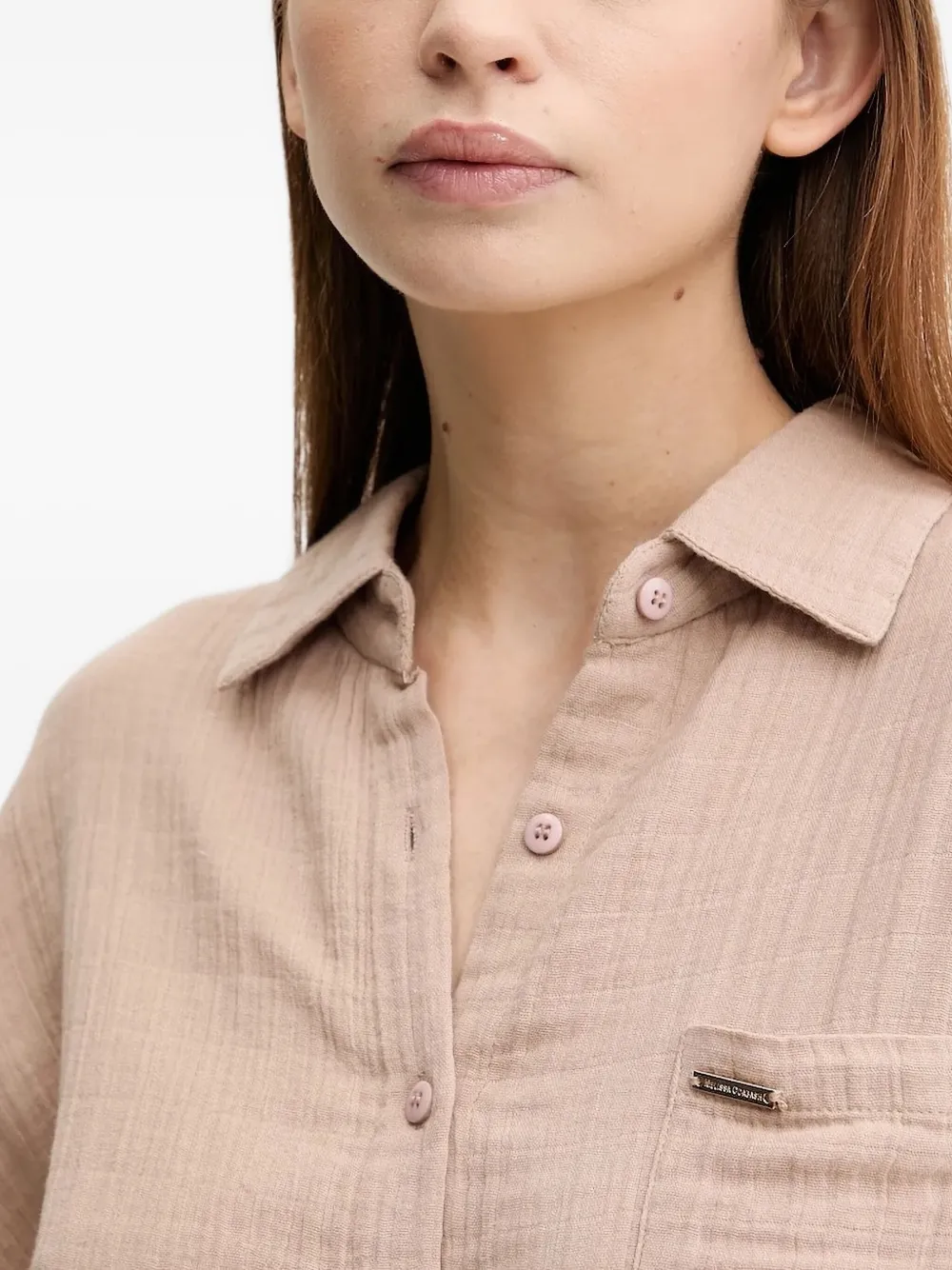 Melissa Odabash Midi-blousejurk met strikdetail Beige