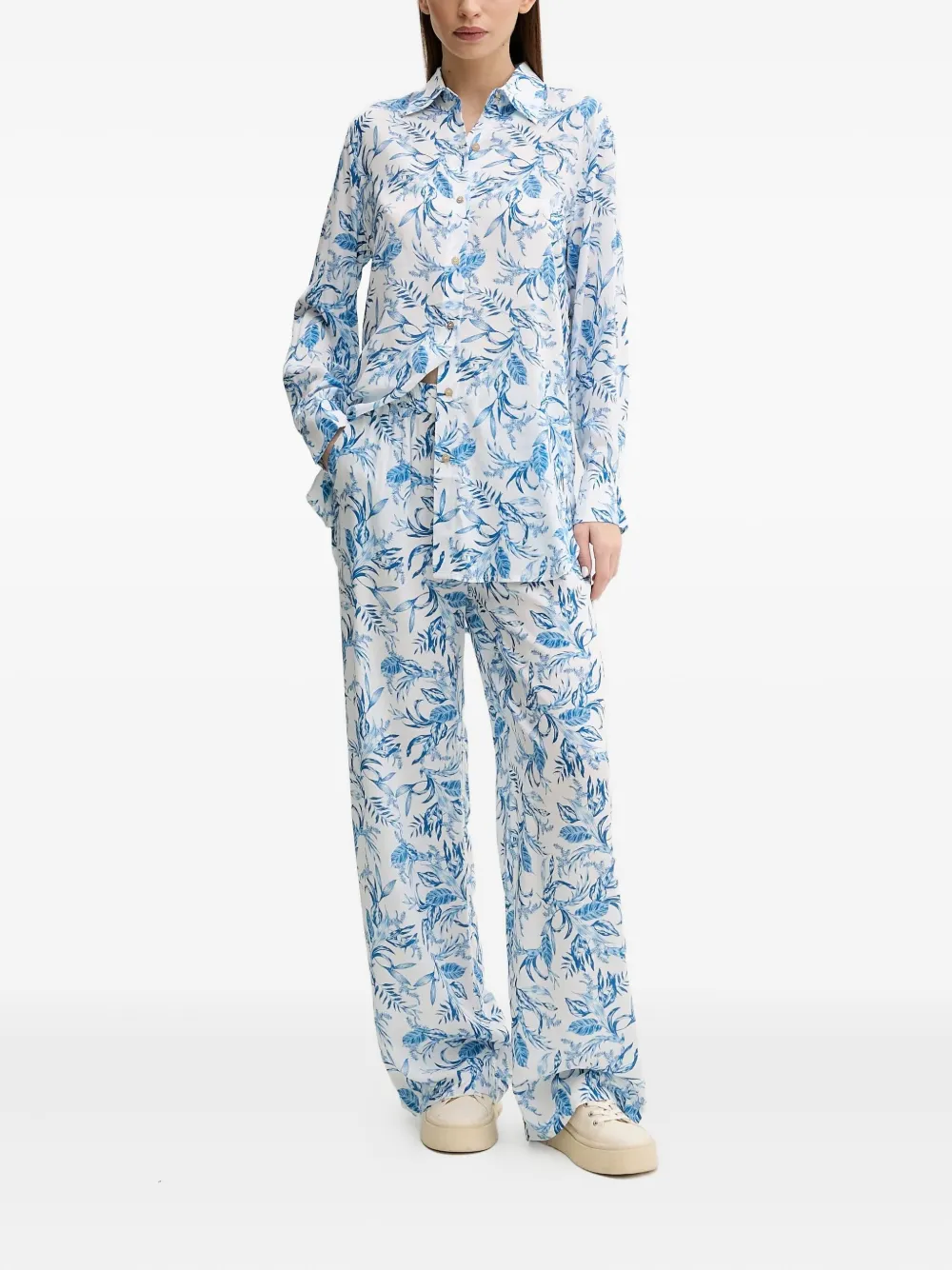 Melissa Odabash Broek met bladerprint - Blauw