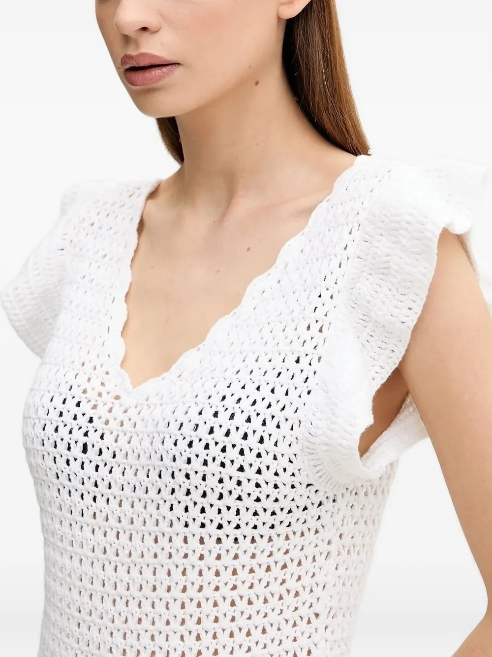 Melissa Odabash Annalise gehaakte mini-jurk met ruches Wit