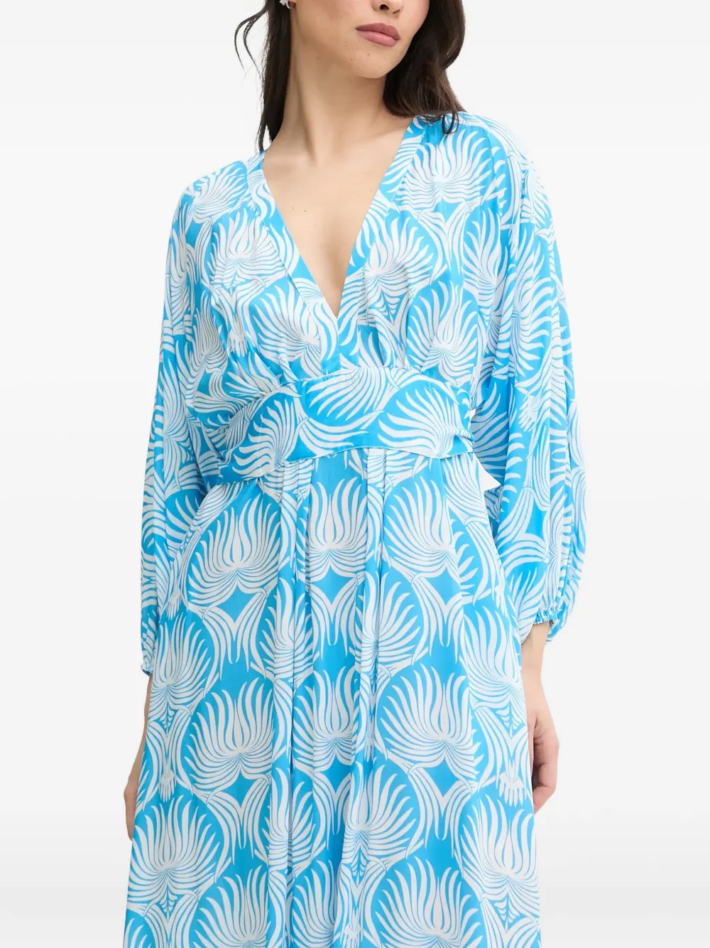 Melissa Odabash leaf-print pleated maxi dress | Blue | Image 1