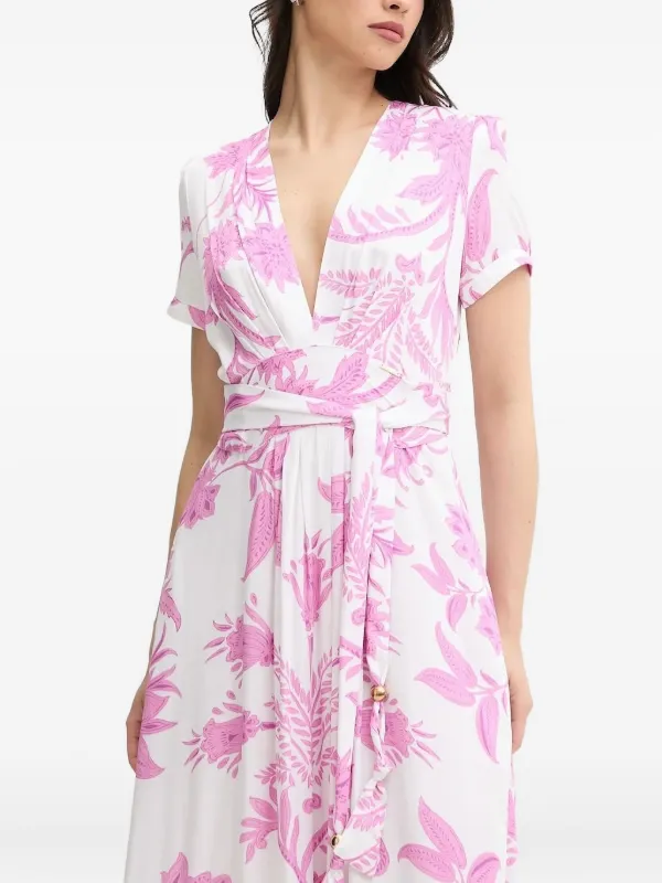 knee length dresses for ladies Eden Belted V Neck Long Dress Orchid - Melissa Odabash main image 1