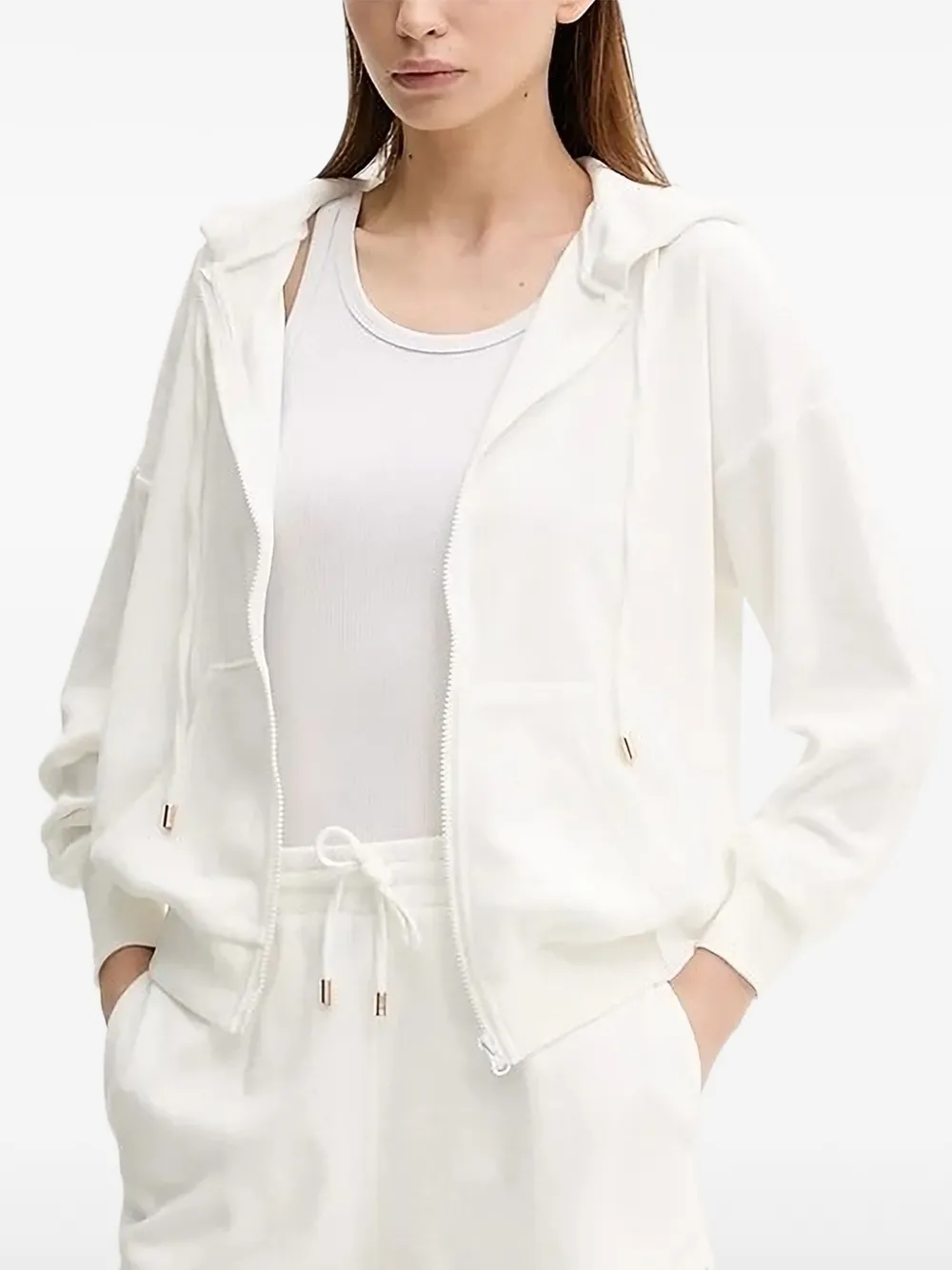 Melissa Odabash hooded zip-up top | White | Image 1