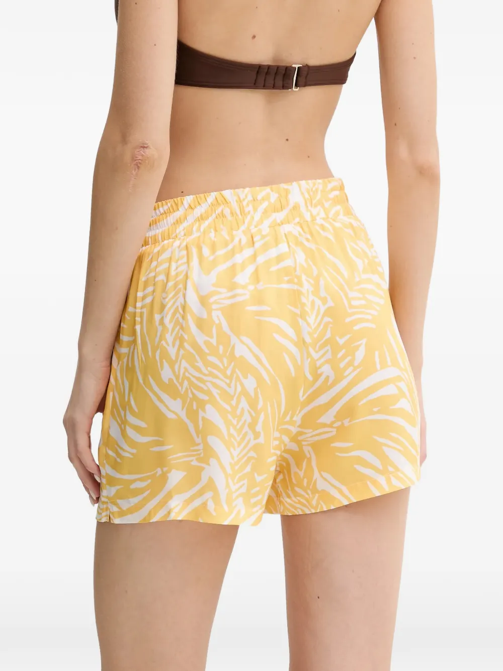  Melissa Odabash Annie Leaf-print Drawstring Shorts - Yellow 