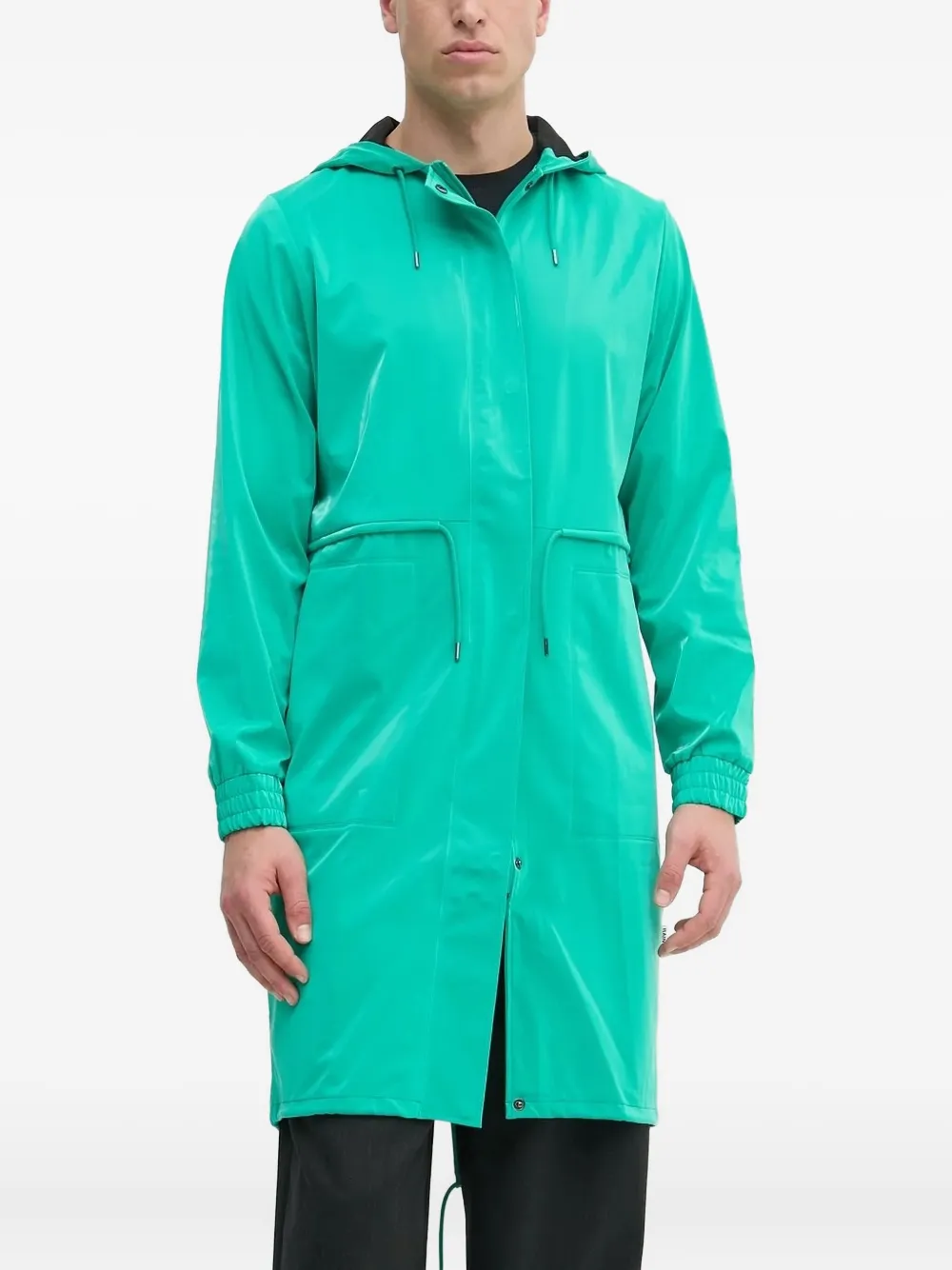 Rains Hooded Drawstrings Raincoat In Green