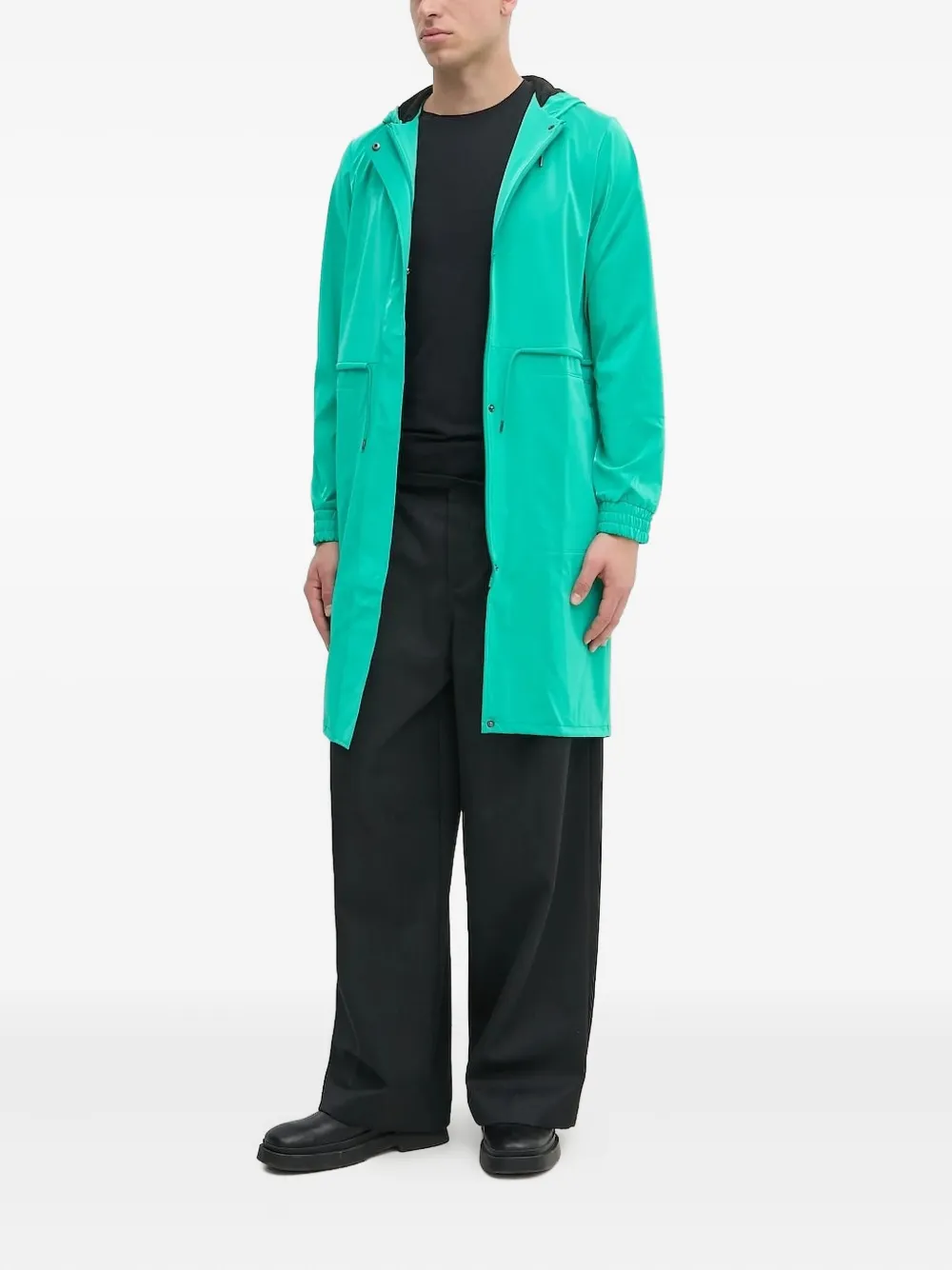 Rains Hooded Drawstrings Raincoat In Green