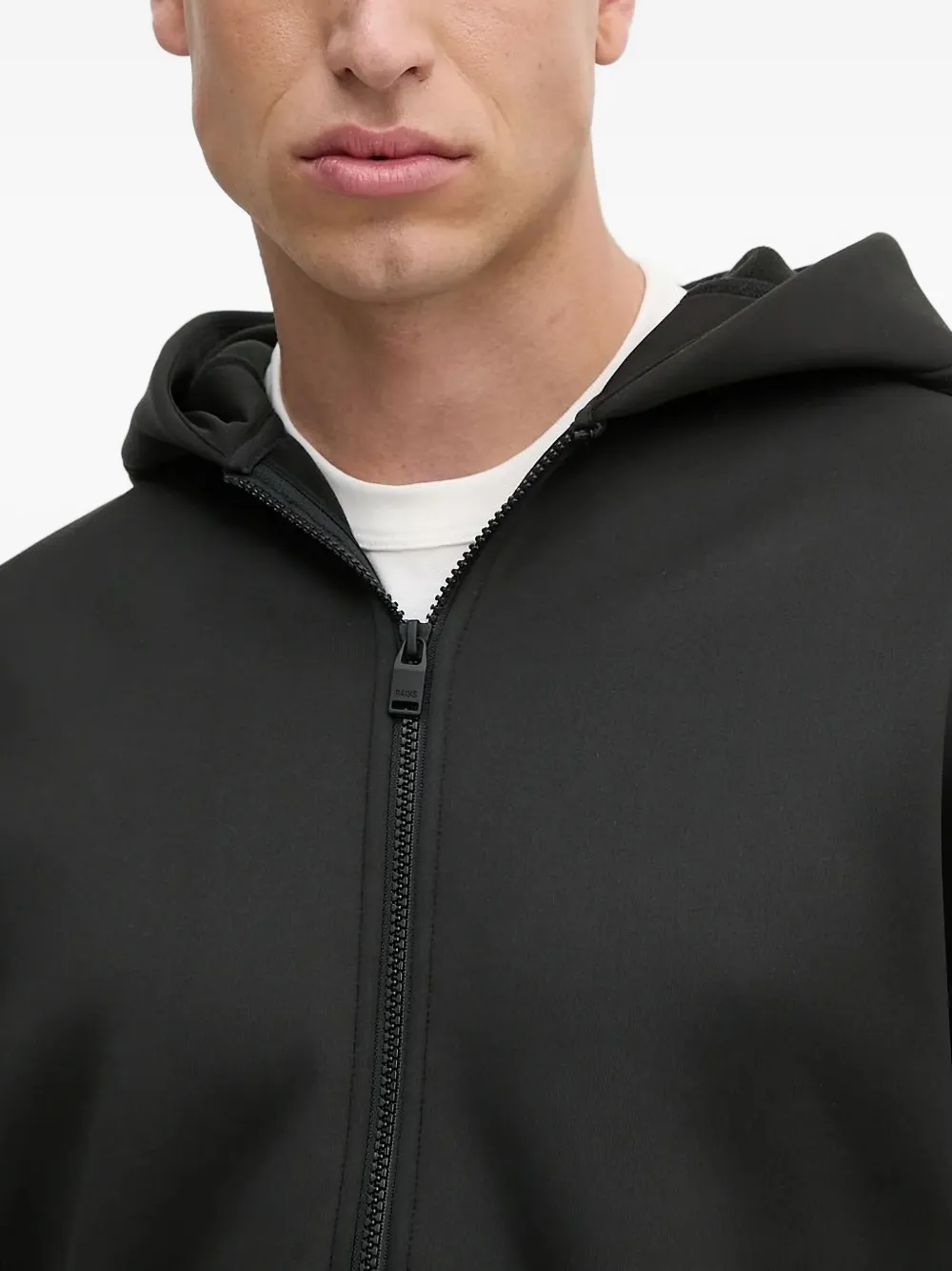 Rains Elastic-cuffs Zip-up Hoodie In Black