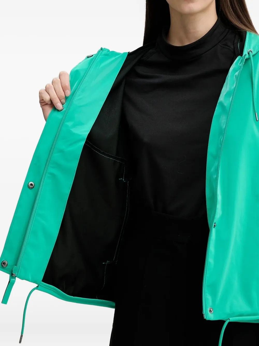 Rains Hooded Drawstring Jacket In Green