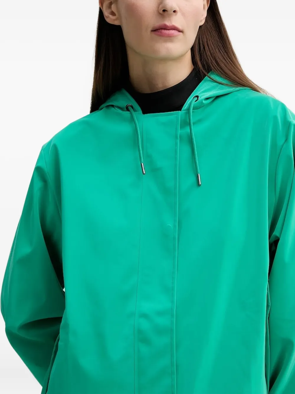 Rains Hooded Drawstring Jacket In Green