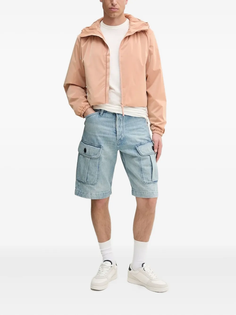 Rains Drawstring Hooded Jacket In Pink