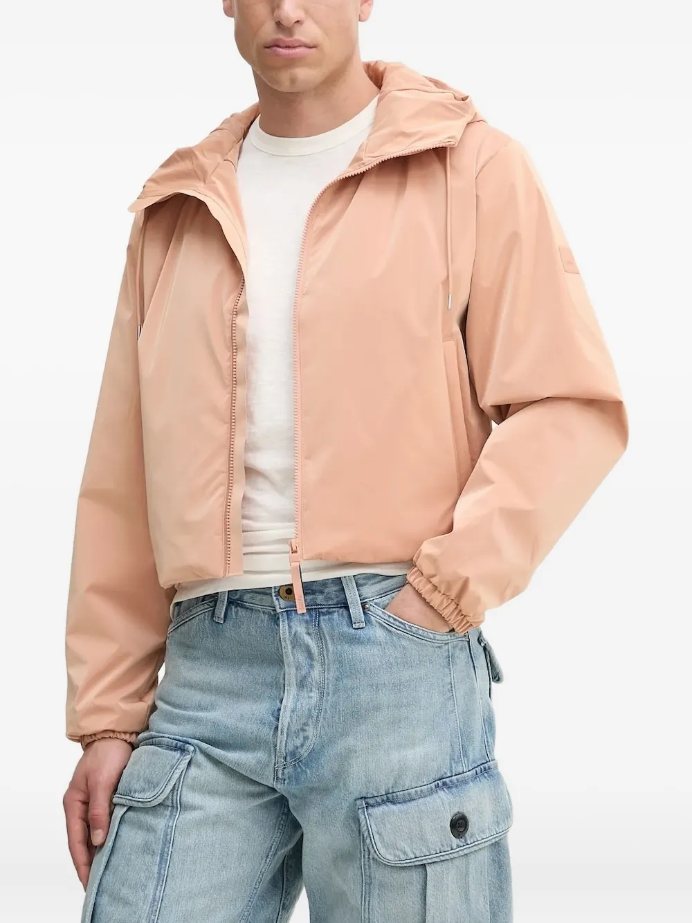 Rains Drawstring Hooded Jacket In Pink
