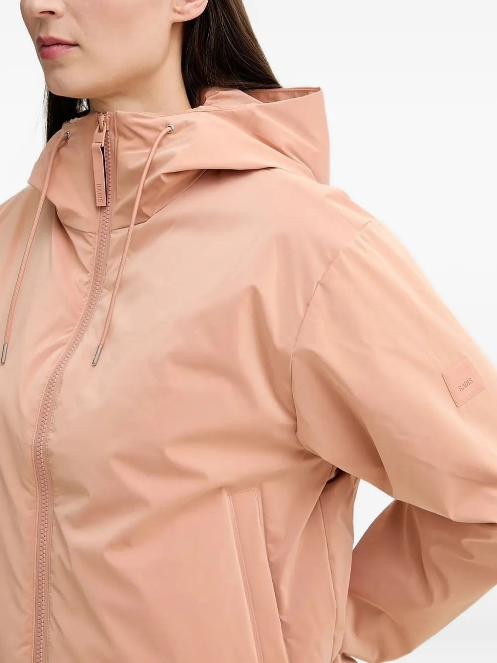 Rains Drawstring Hooded Jacket In Pink