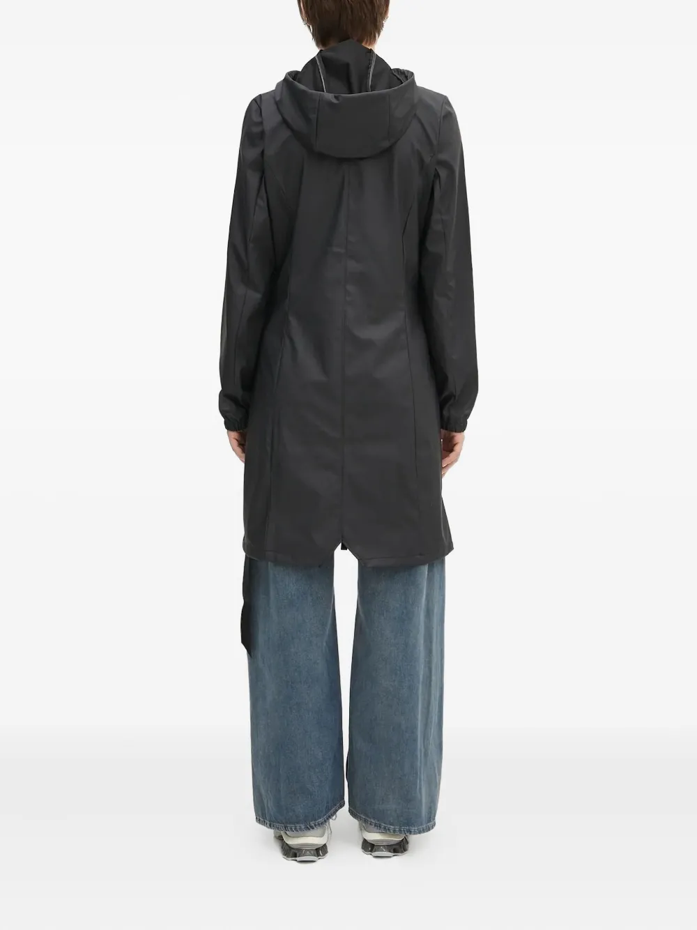 Rains hooded pocketed raincoat Zwart