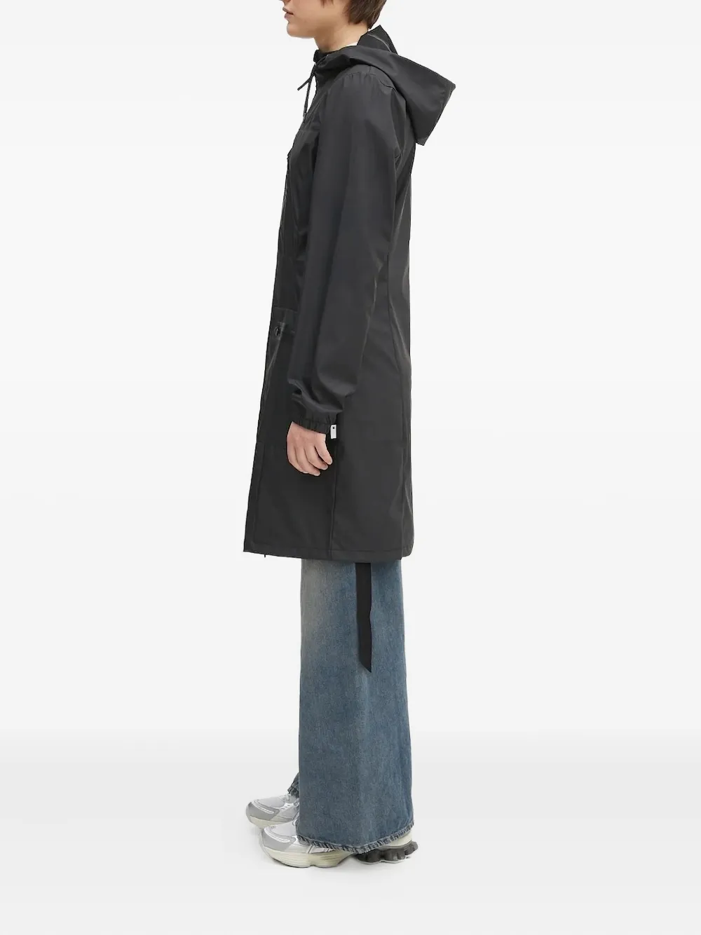 Rains hooded pocketed raincoat Zwart