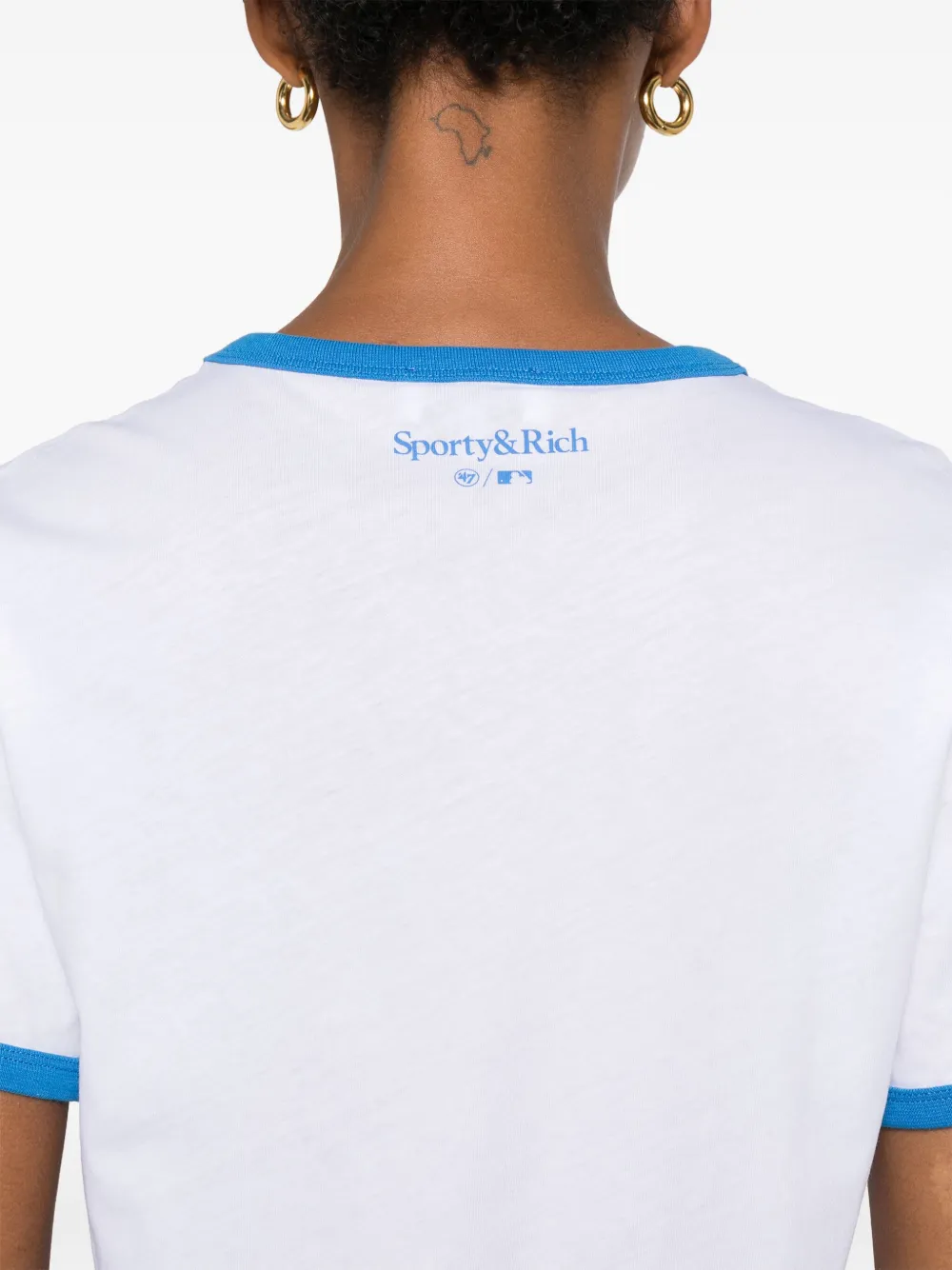 Sporty & Rich x The LA Dodgers Serif Ringer T-shirt Wit