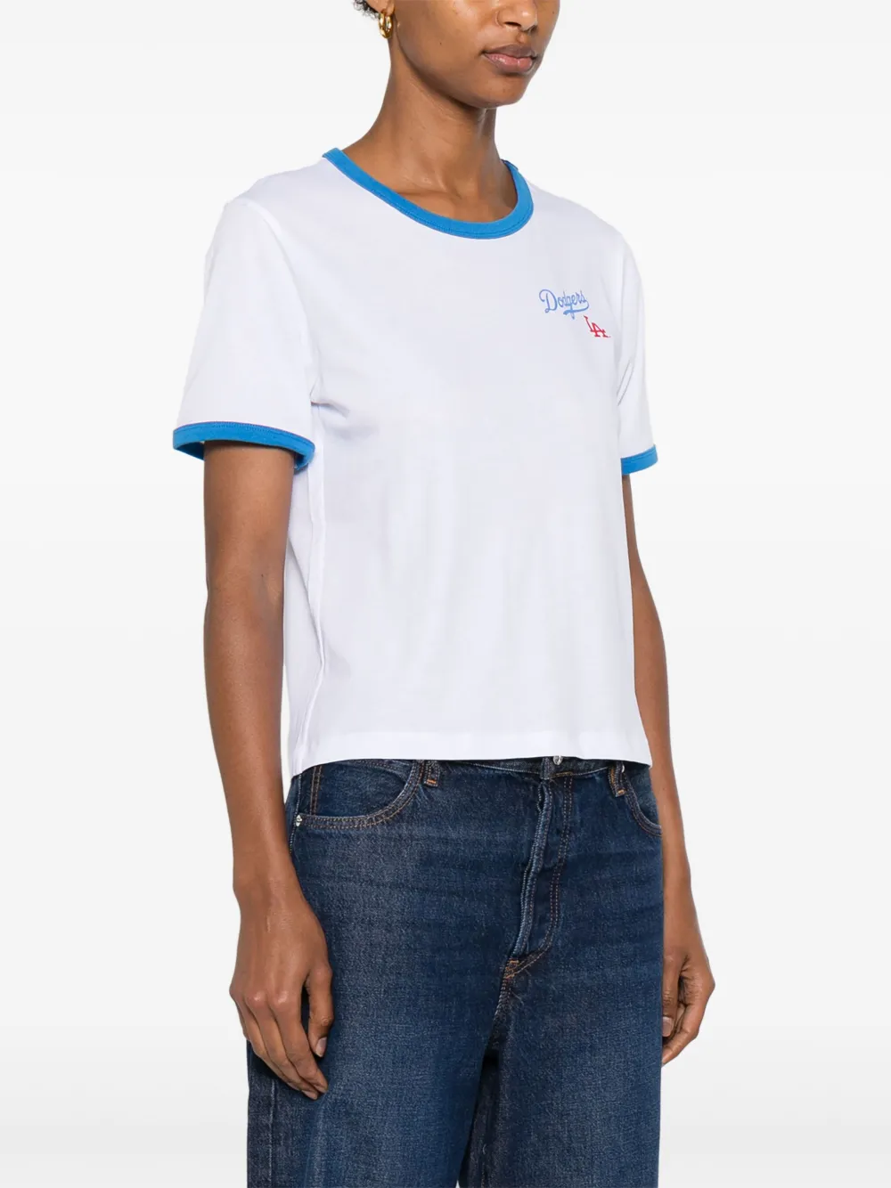 Sporty & Rich x The LA Dodgers Serif Ringer T-shirt Wit