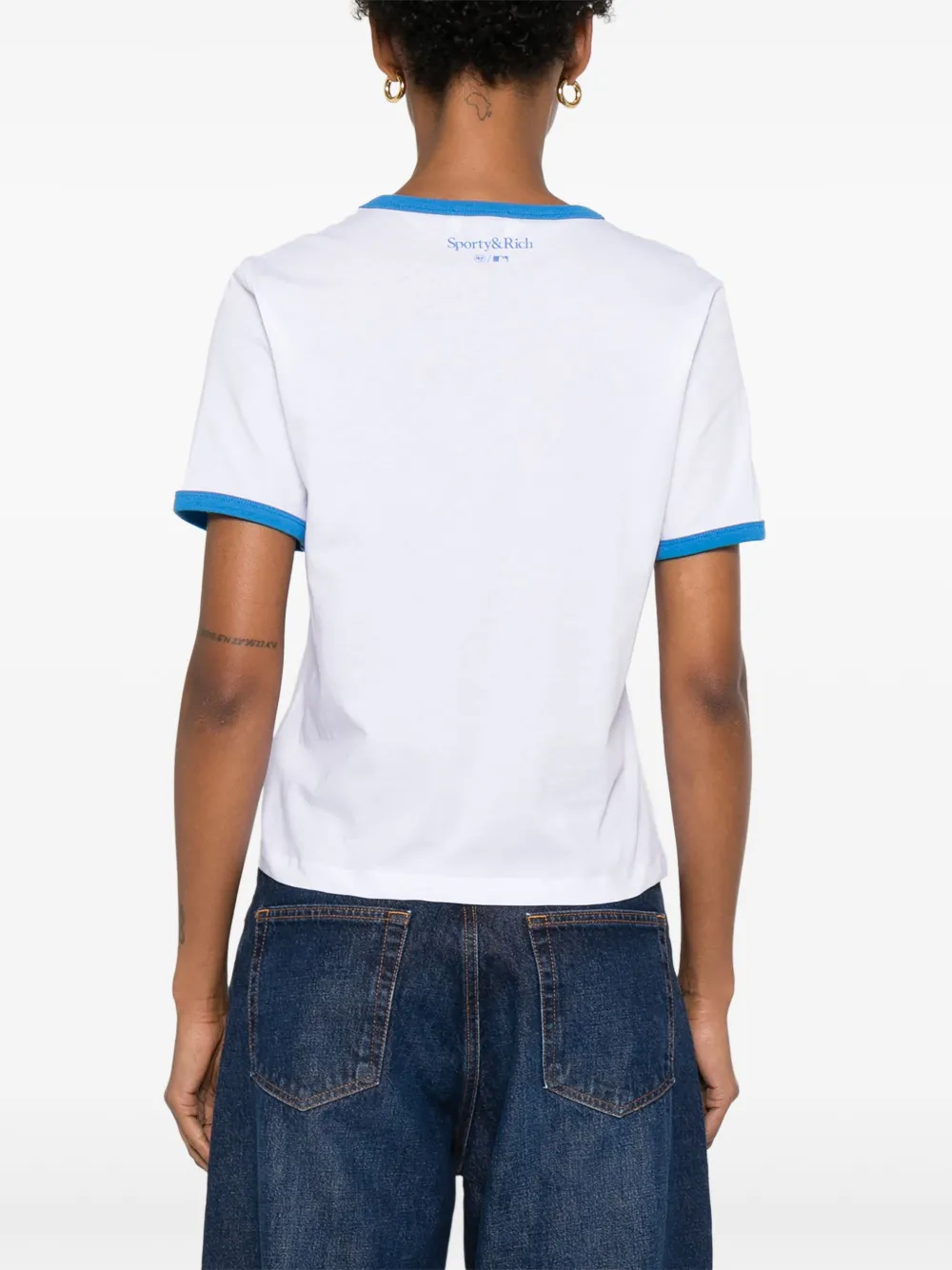 Sporty & Rich x The LA Dodgers Serif Ringer T-shirt Wit