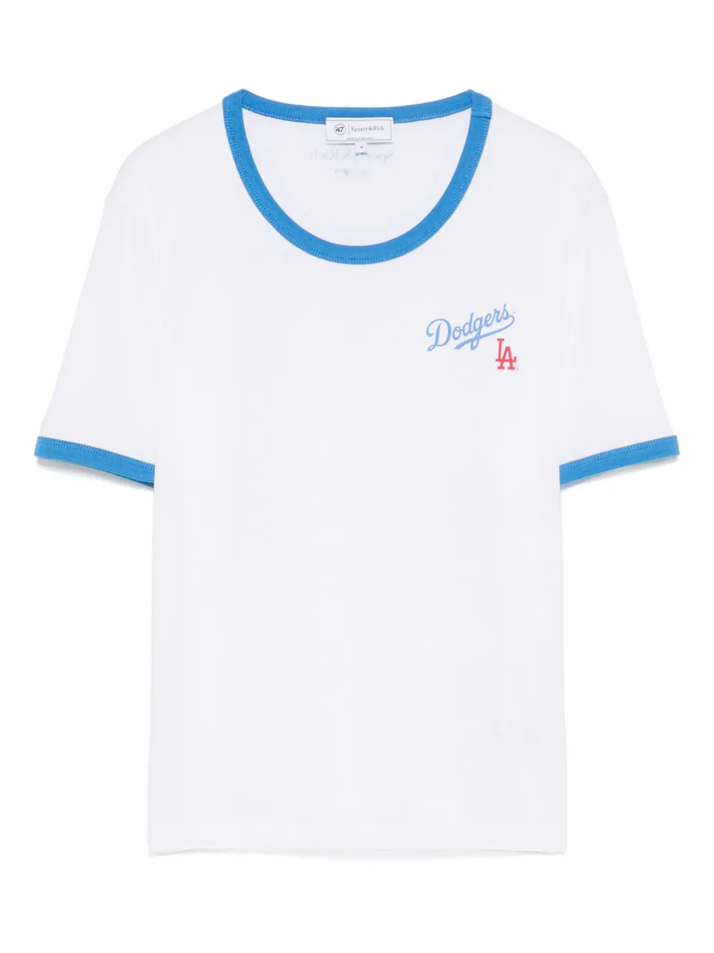 Sporty & Rich x The LA Dodgers Serif Ringer T-shirt Wit