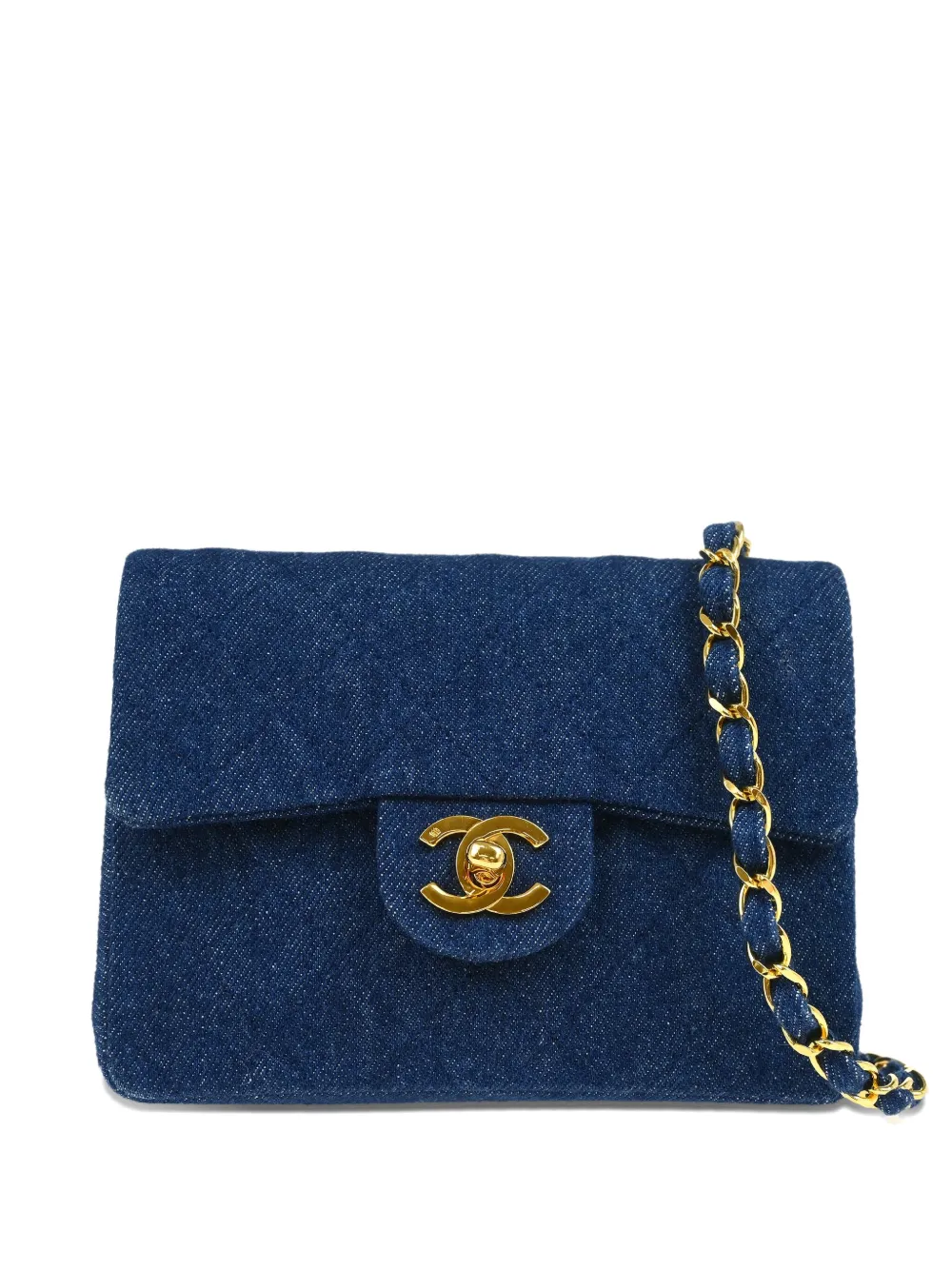 CHANEL Pre-Owned 1990s クラシック スクエア フラップ 17 ショルダーバッグ ミニ - ブルー CHANEL Pre-Owned 1990s クラシック スクエア フラップ 17 ショルダーバッグ ミニ - ブルー