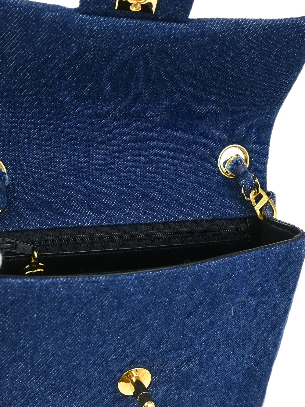 Pre-owned Chanel 1990 Mini Classic Square Flap 17 Shoulder Bag In Blue