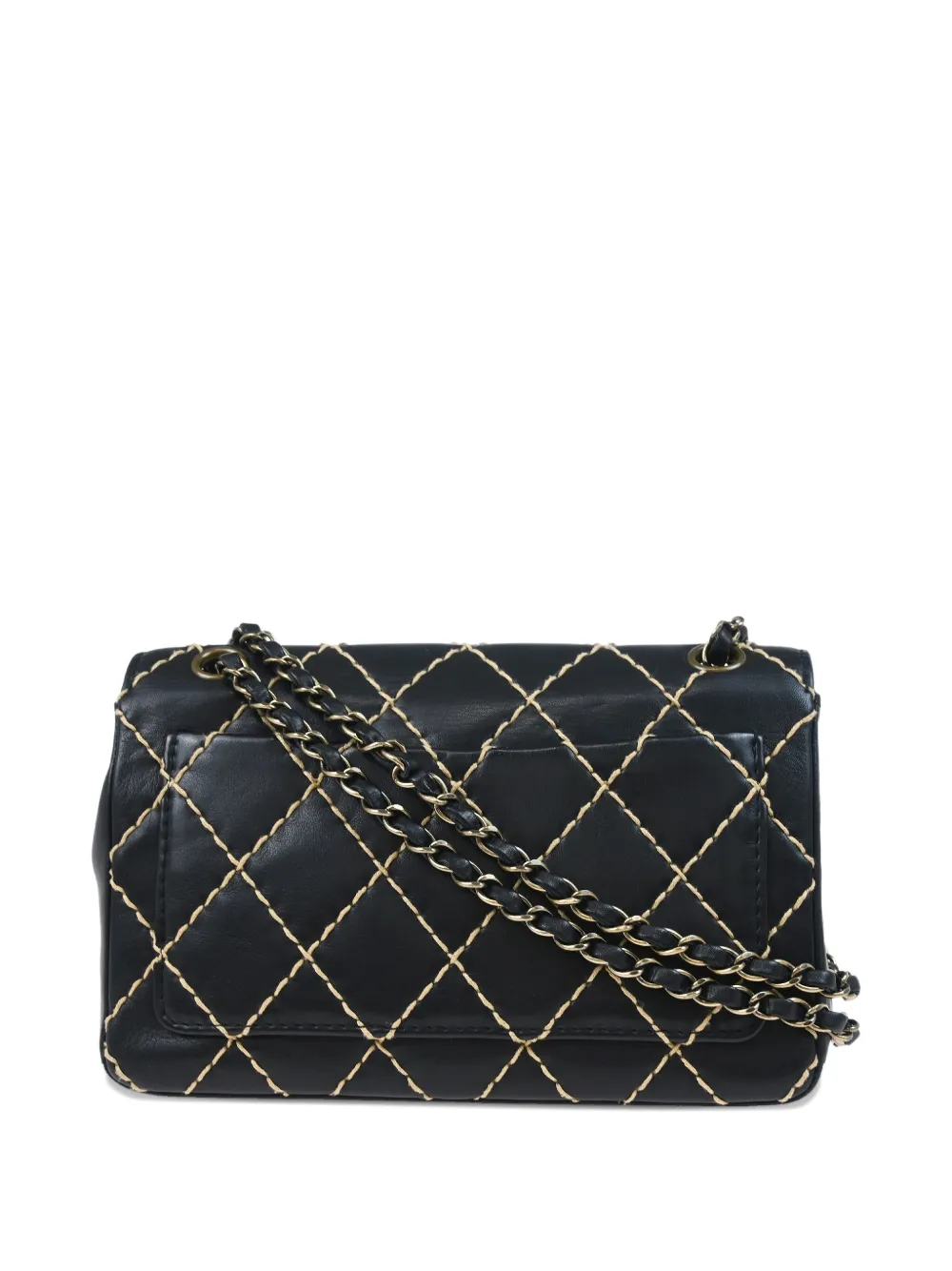 Pre-owned Chanel 2000 Wild Stitch Single Flap Shoulder Bag In Black