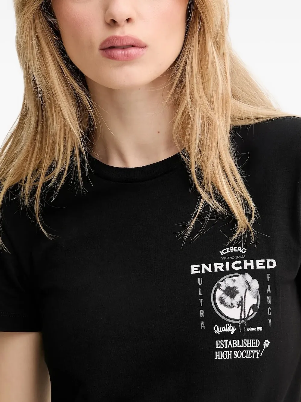 Iceberg T-shirt met bloemenprint Zwart