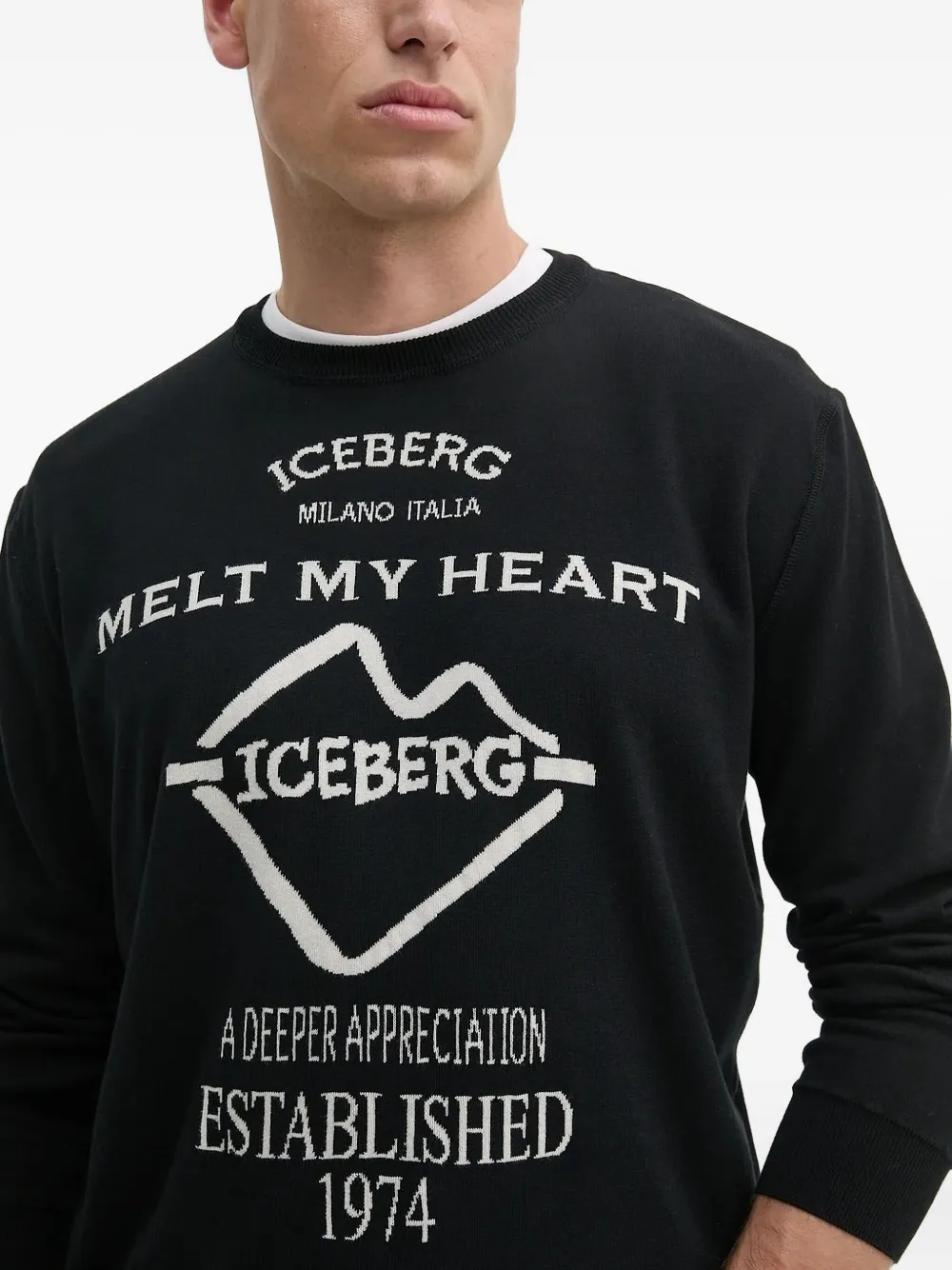 Iceberg Sweater met ronde hals en grafische print Zwart