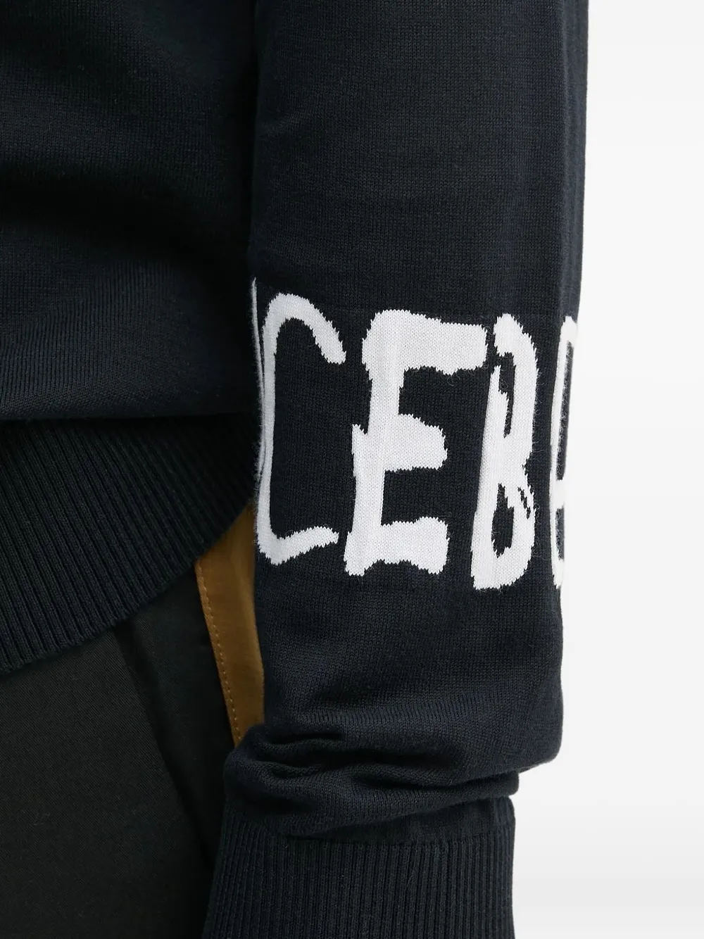 Iceberg embroidered long-sleeve sweater Zwart