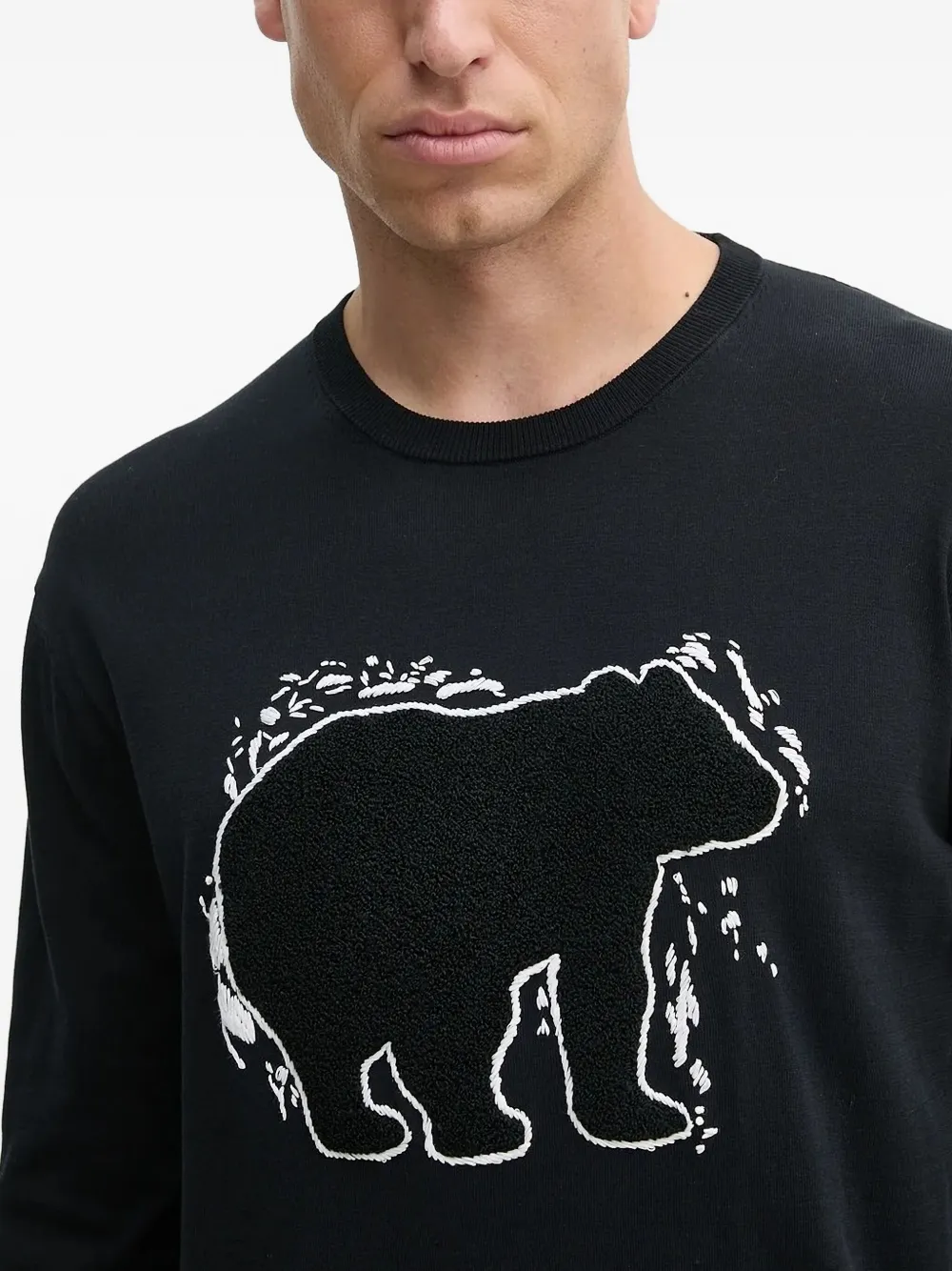 Iceberg embroidered long-sleeve sweater Zwart
