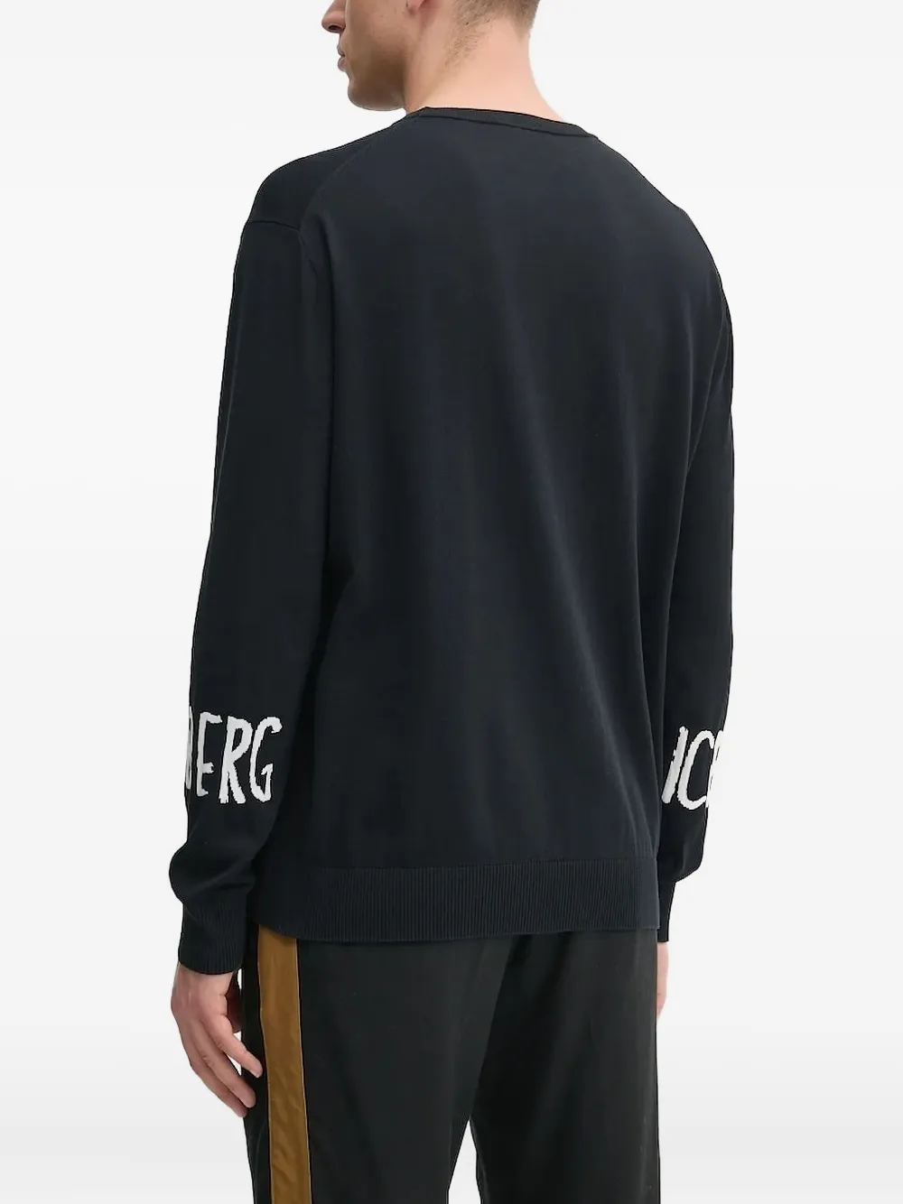 Iceberg embroidered long-sleeve sweater - Zwart