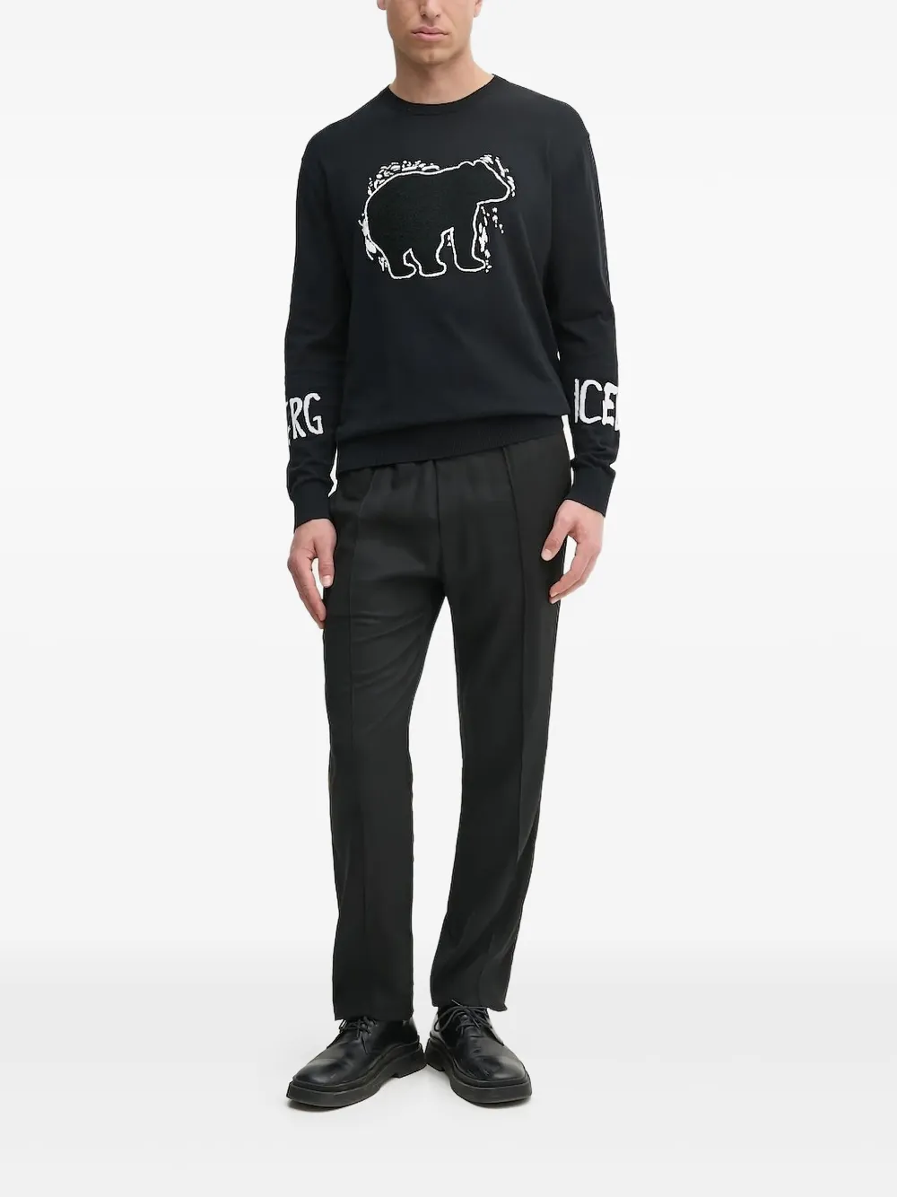 Iceberg embroidered long-sleeve sweater Zwart