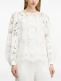 LUISA SPAGNOLI floral-lace balloon-sleeve blouse - White